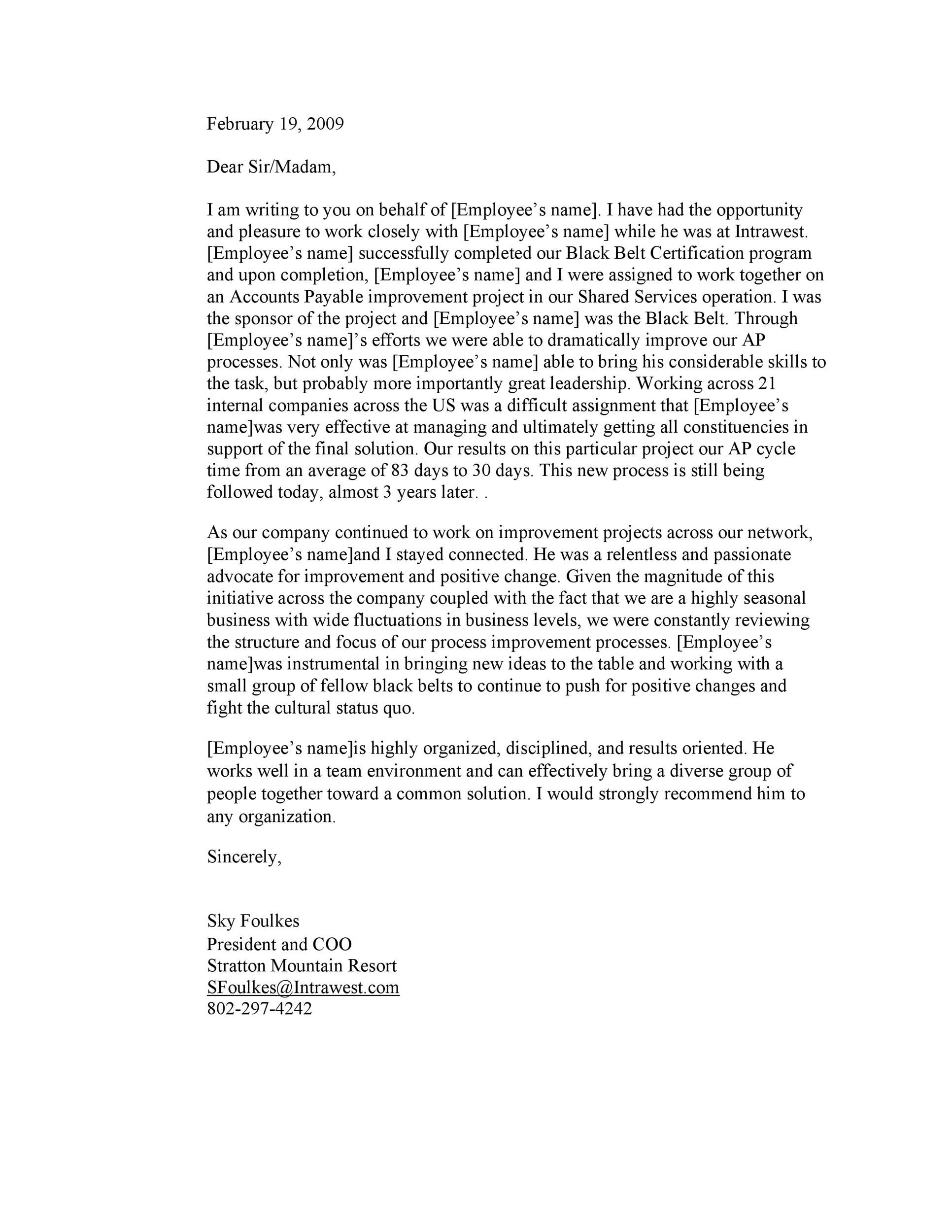 Free Recommendation Letter From Manager Template 31