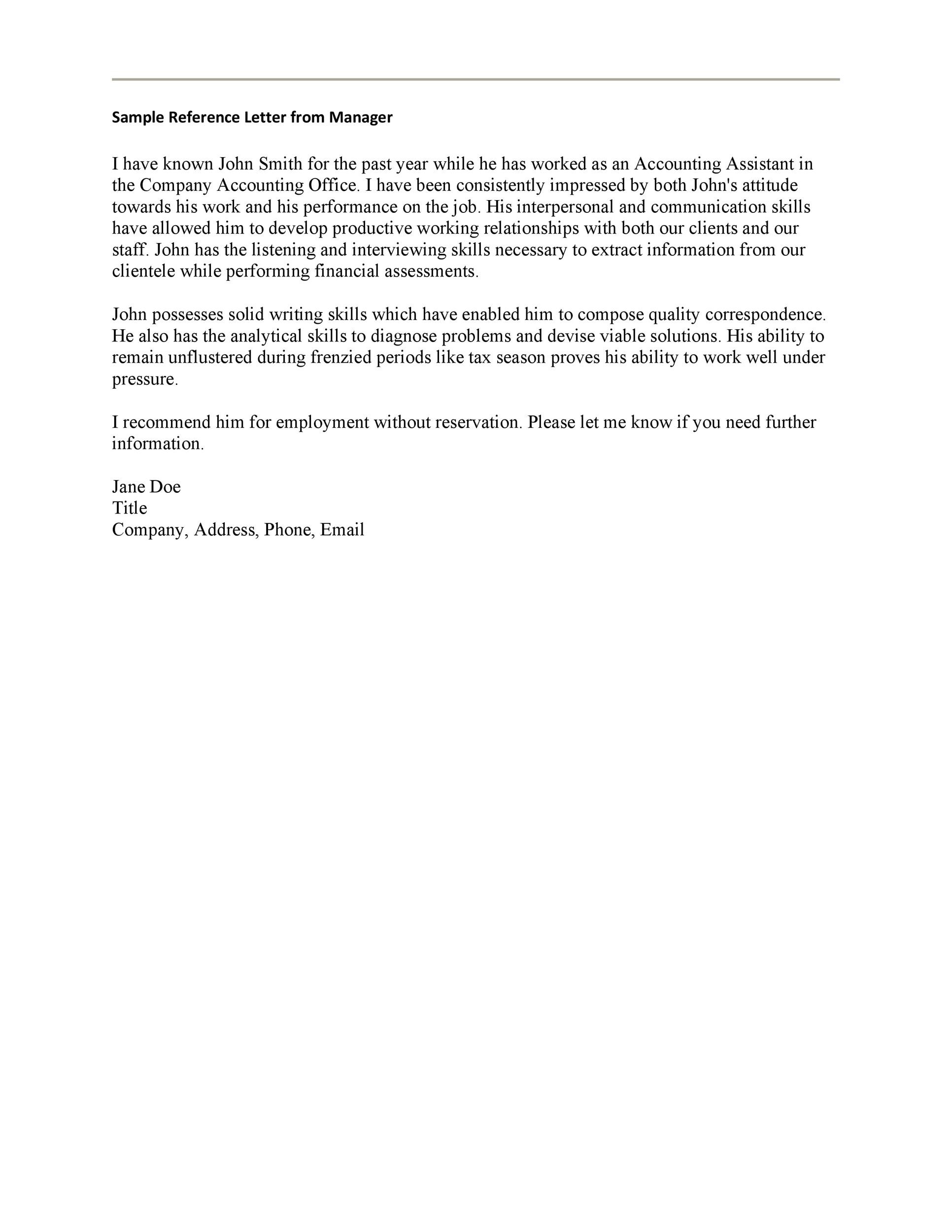 Sample Of Recommendation Letter From Employer from templatelab.com