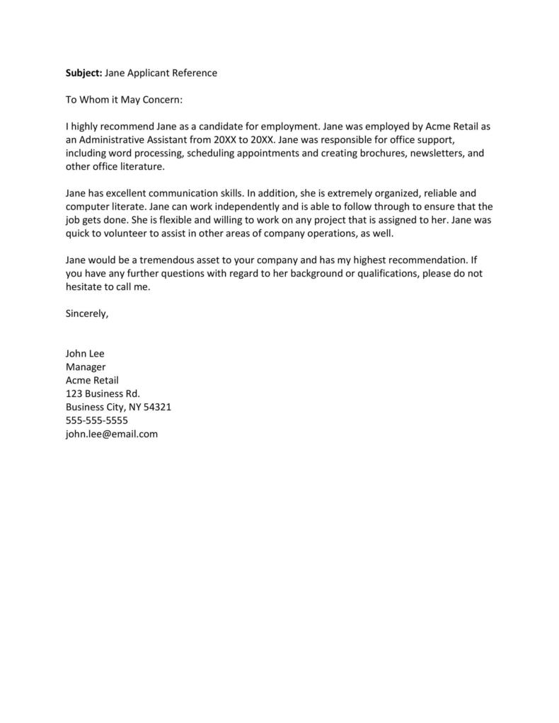 Recommendation Letter From Manager Template 46 790x1022 