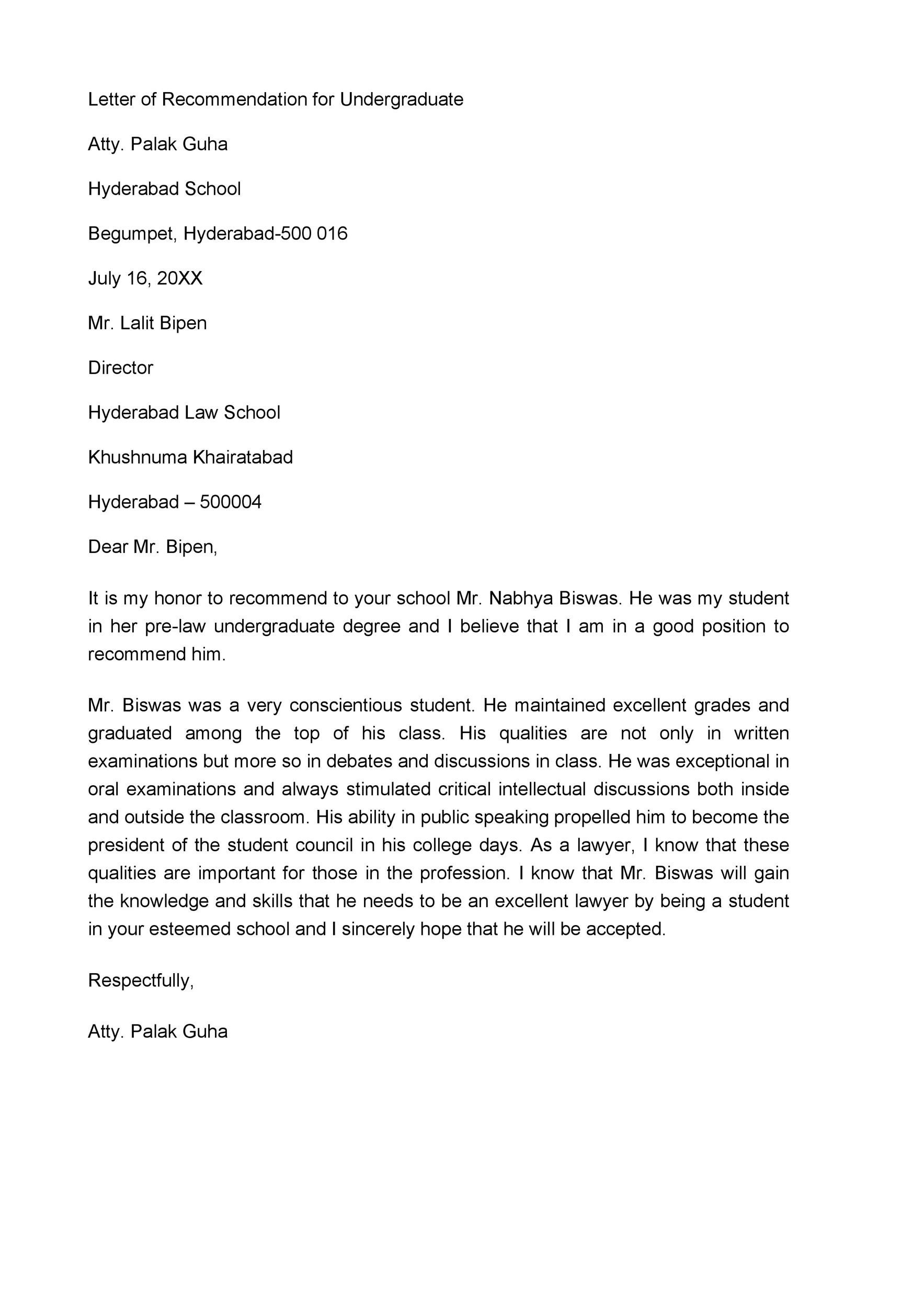 Free Recommendation Letter From Teacher Template 06