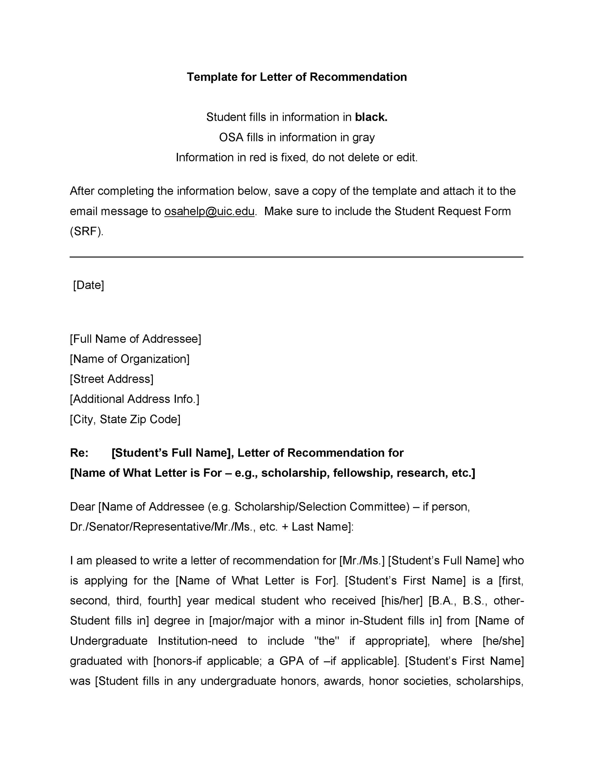 Scholarship Letter Of Recommendation Format from templatelab.com