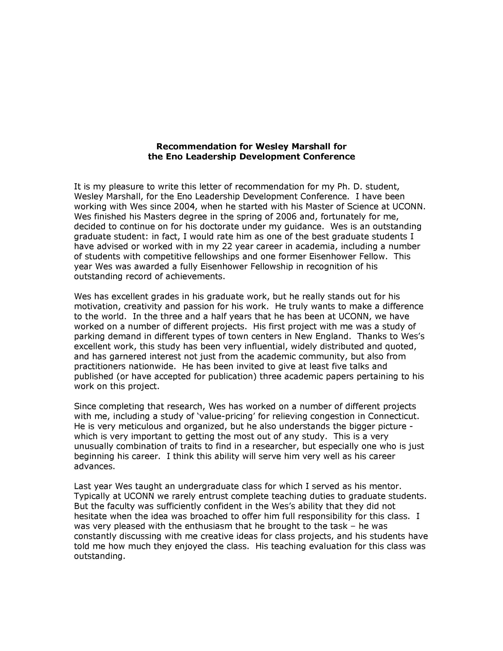 Free Recommendation Letter From Teacher Template 29