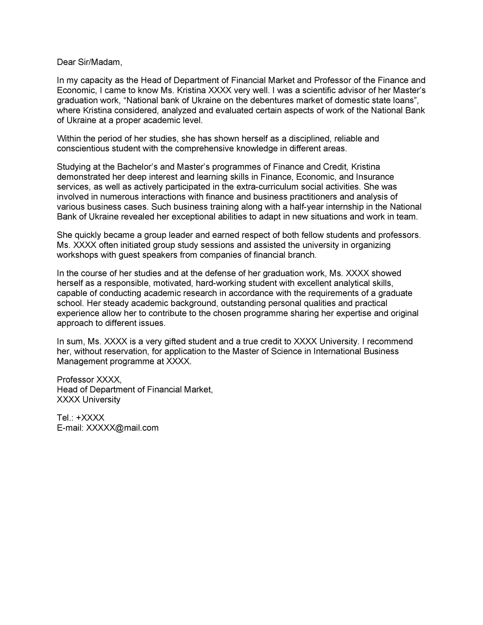 Free Recommendation Letter From Teacher Template 49