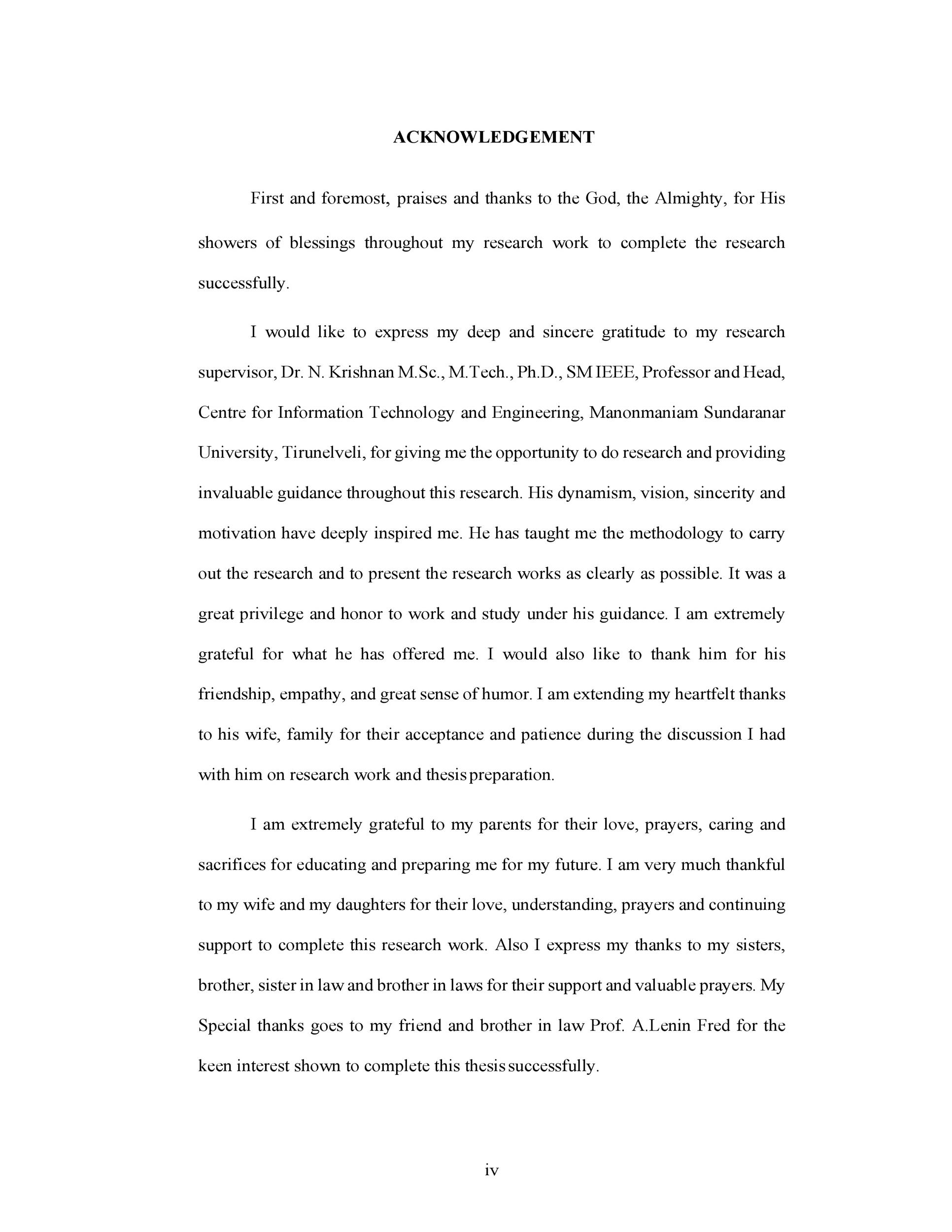 acknowledgement sample research paper
