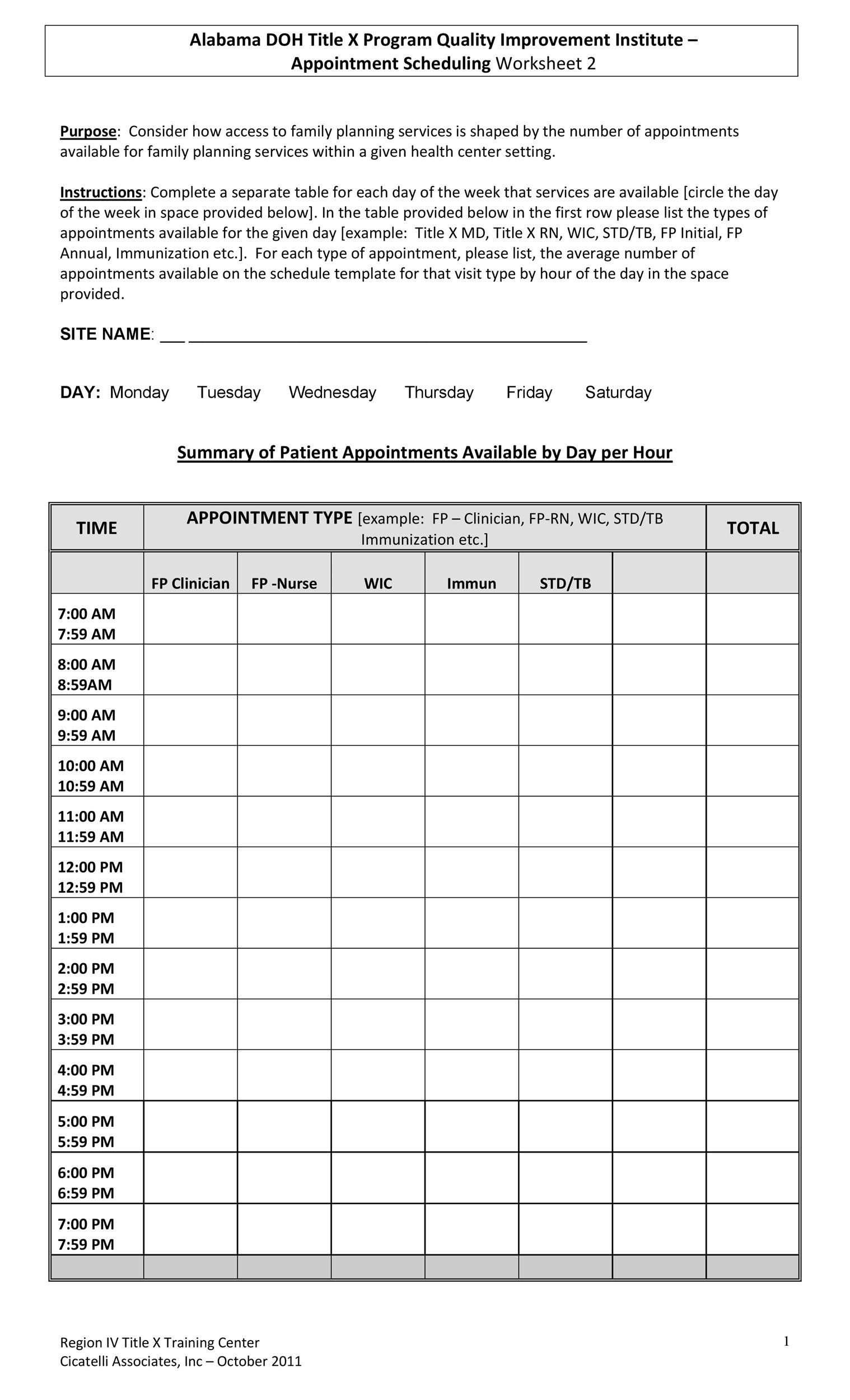 Free appointment schedule template 07