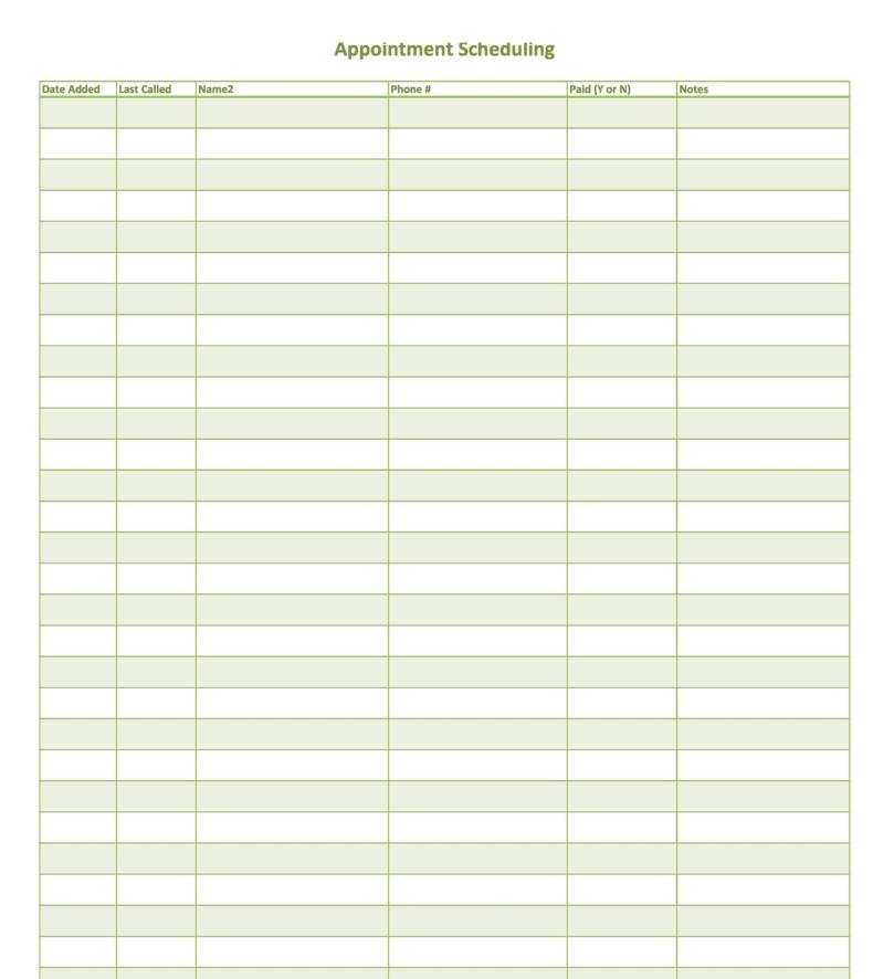 Appointment Log Template