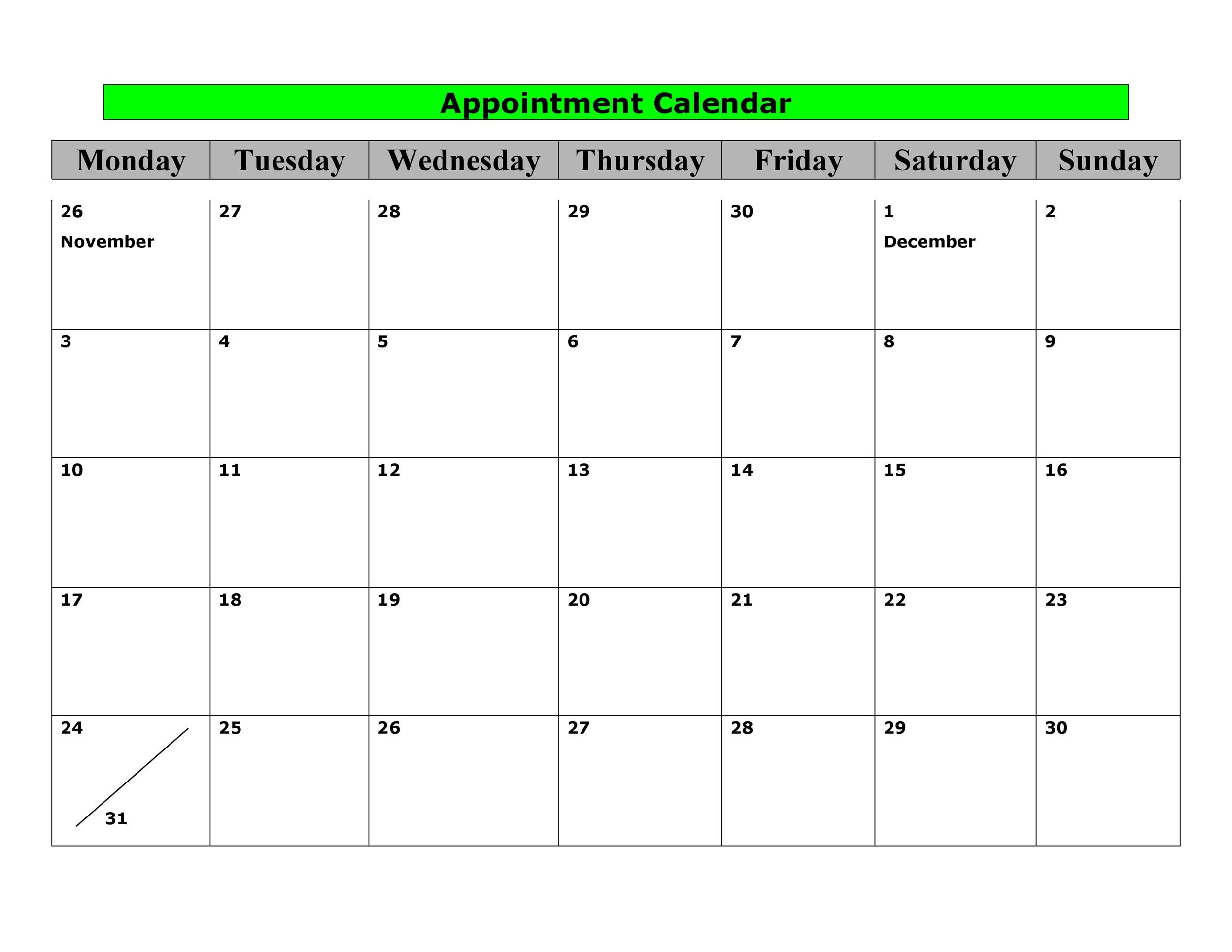 Printable Appointment Calendar Printable World Holiday
