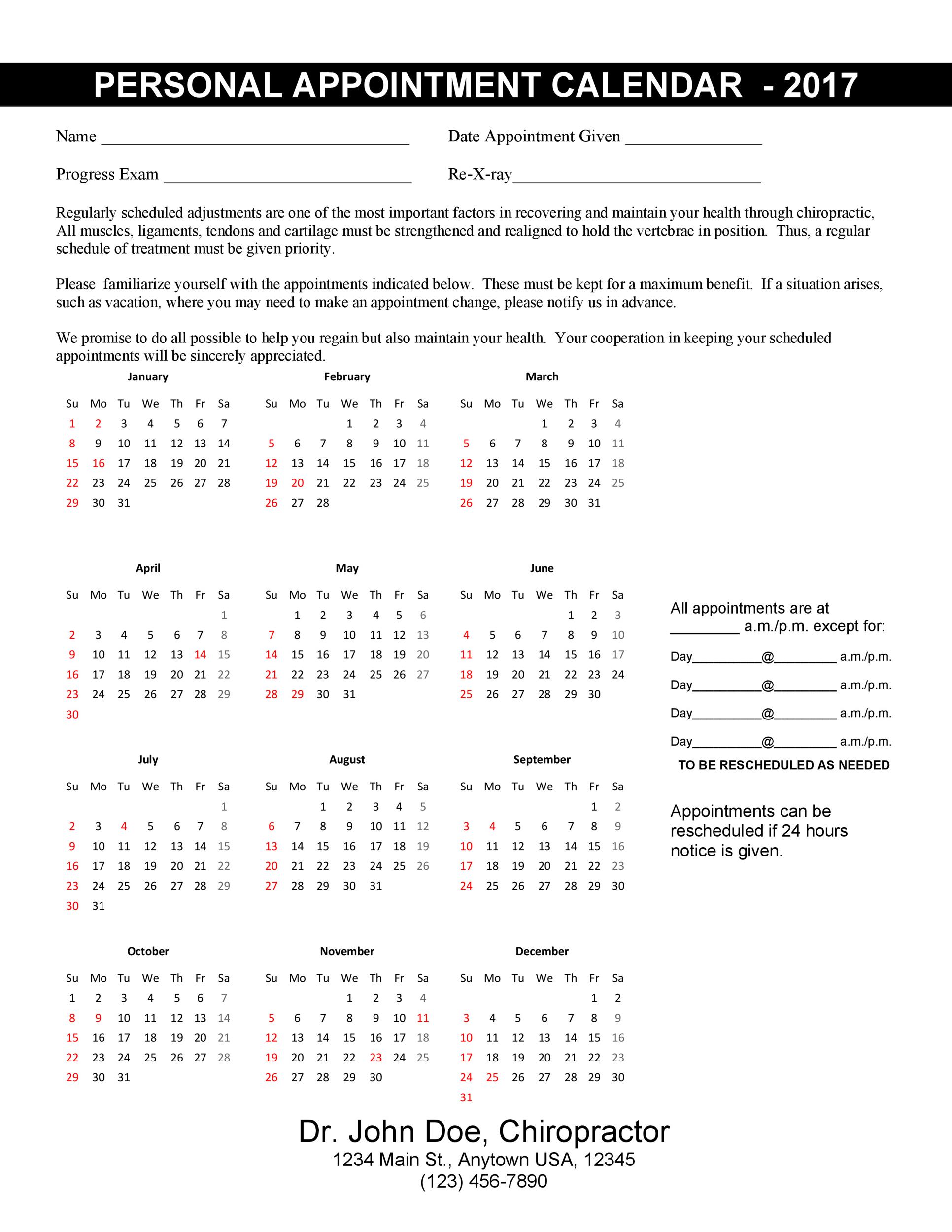 Free appointment schedule template 35