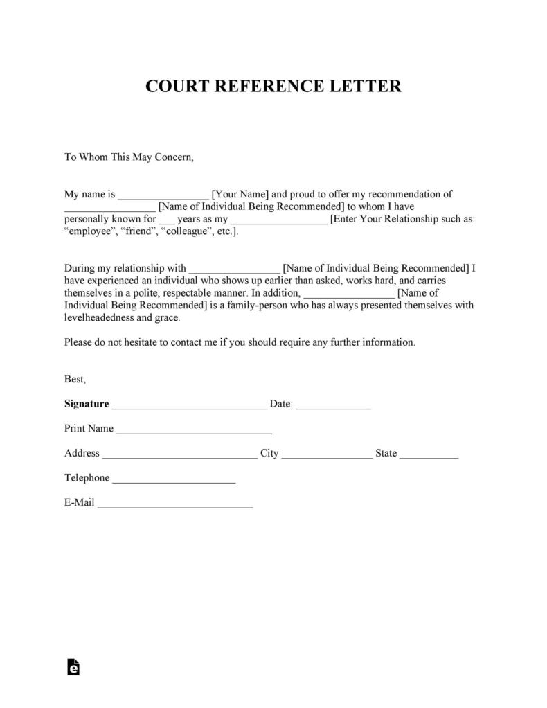 character witness statement for child custody