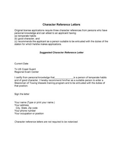 court character witness letter