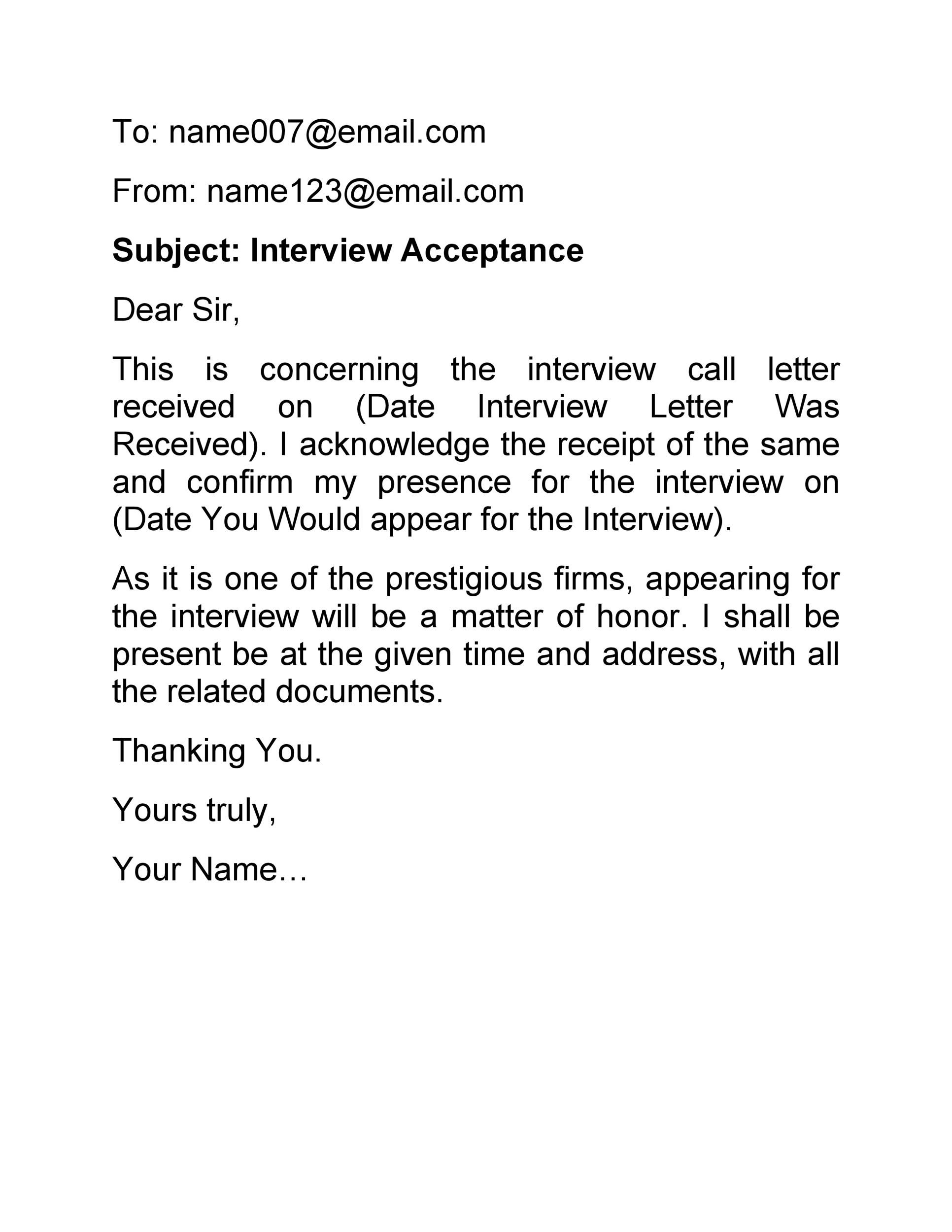 Virtual Interview Confirmation Email Template