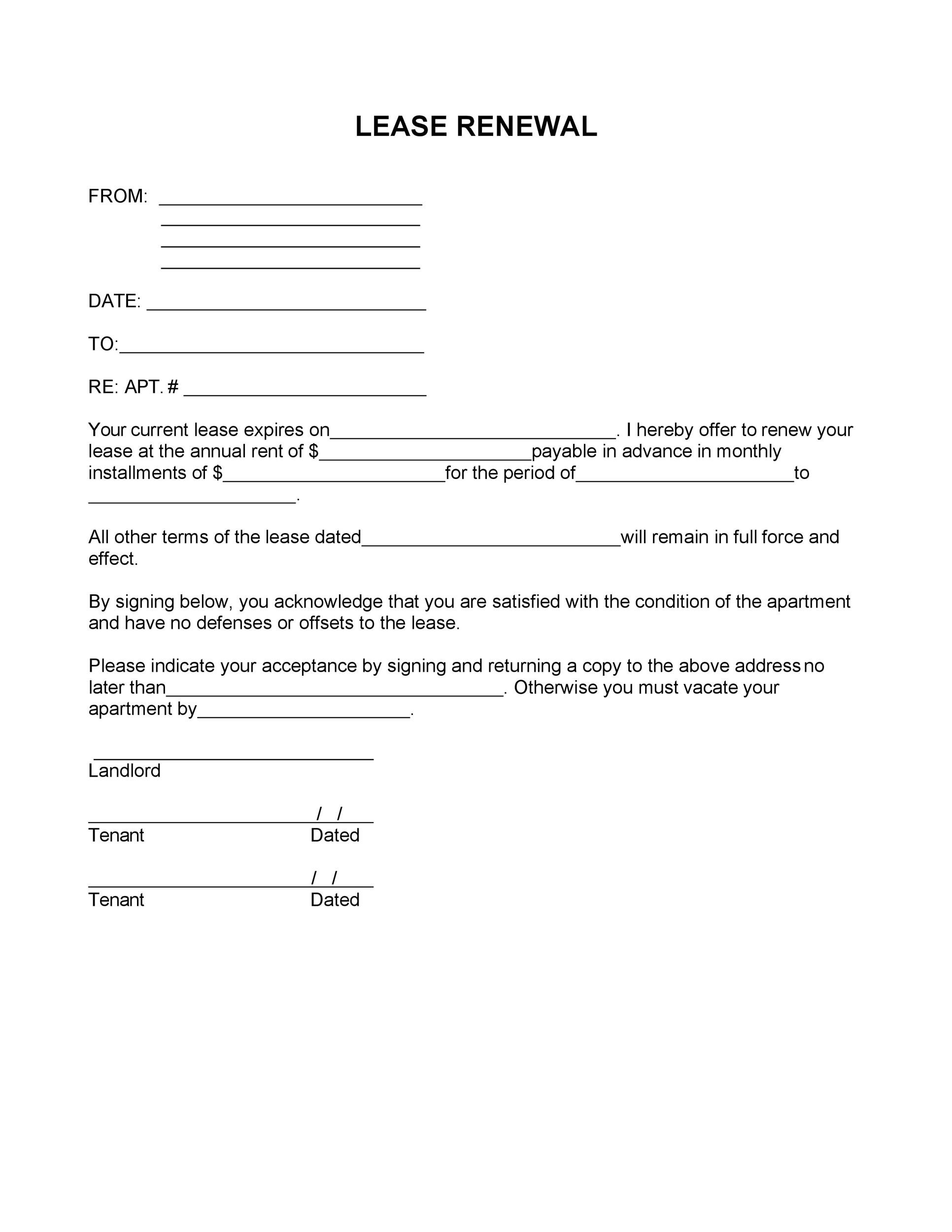 Free lease renewal letter 06