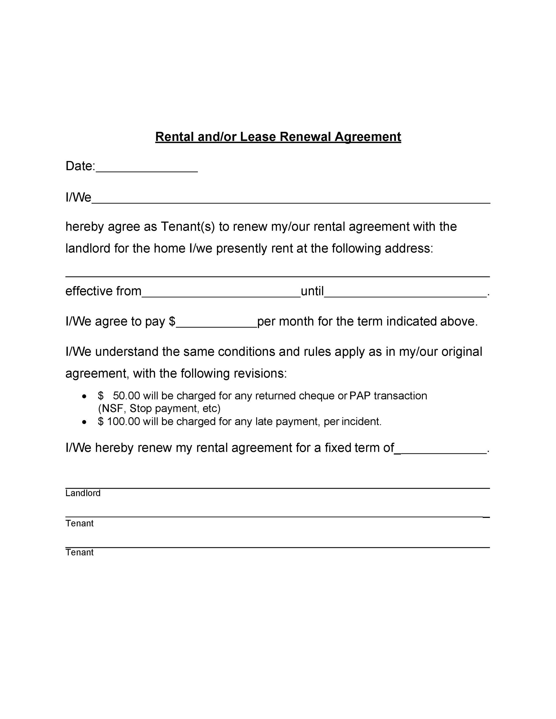 Free lease renewal letter 07