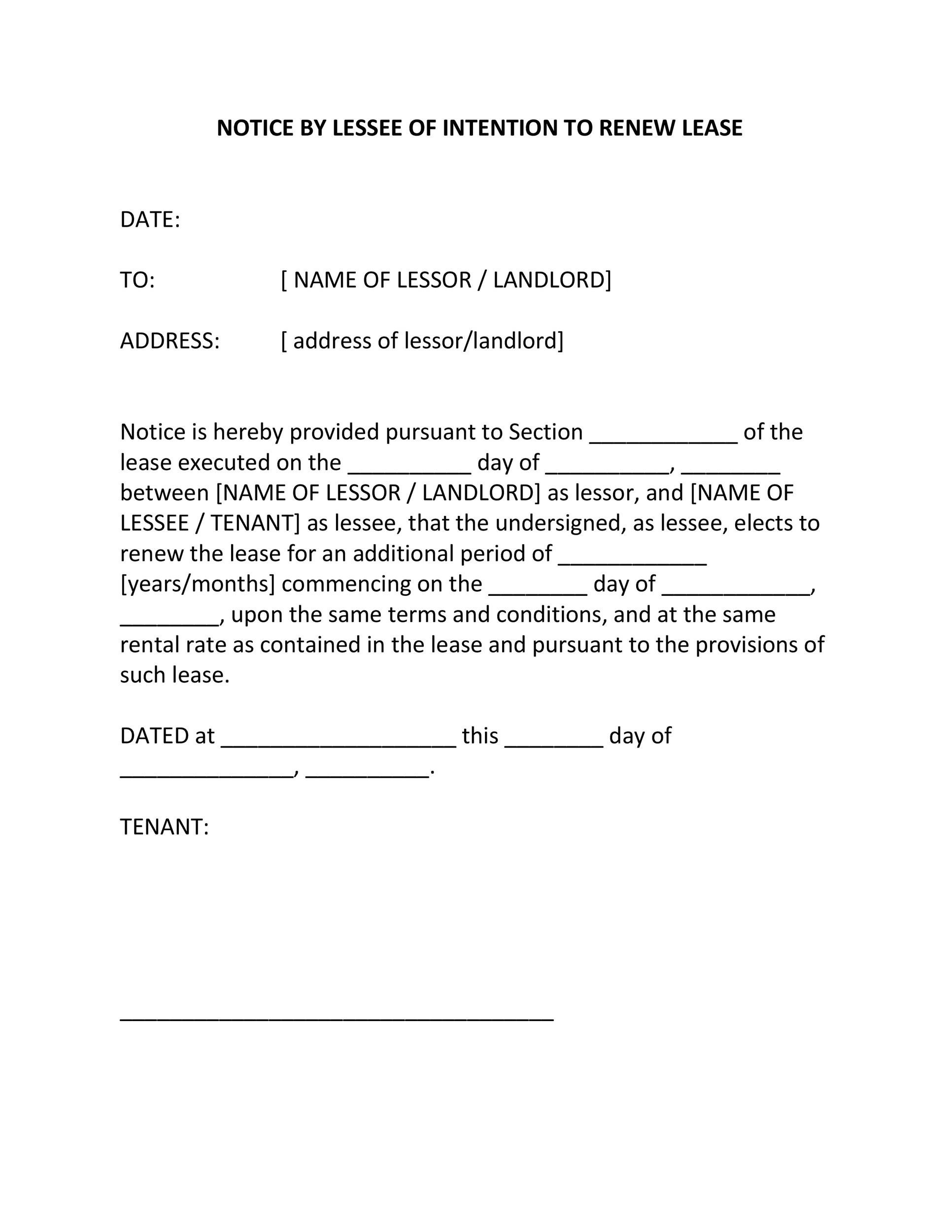 Renewal Of Tenancy Agreement Template