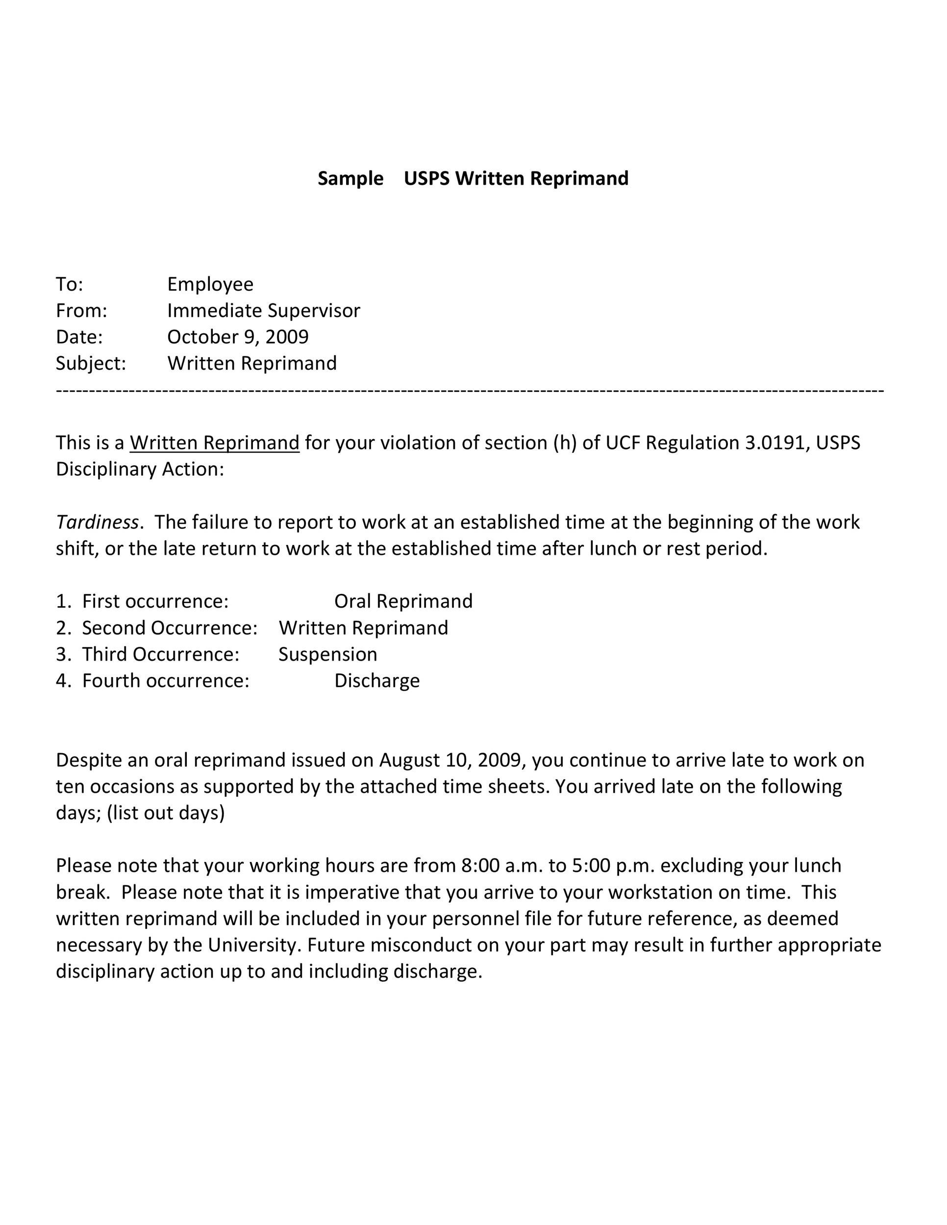 Sample Letter Of Reprimand For Insubordination from templatelab.com