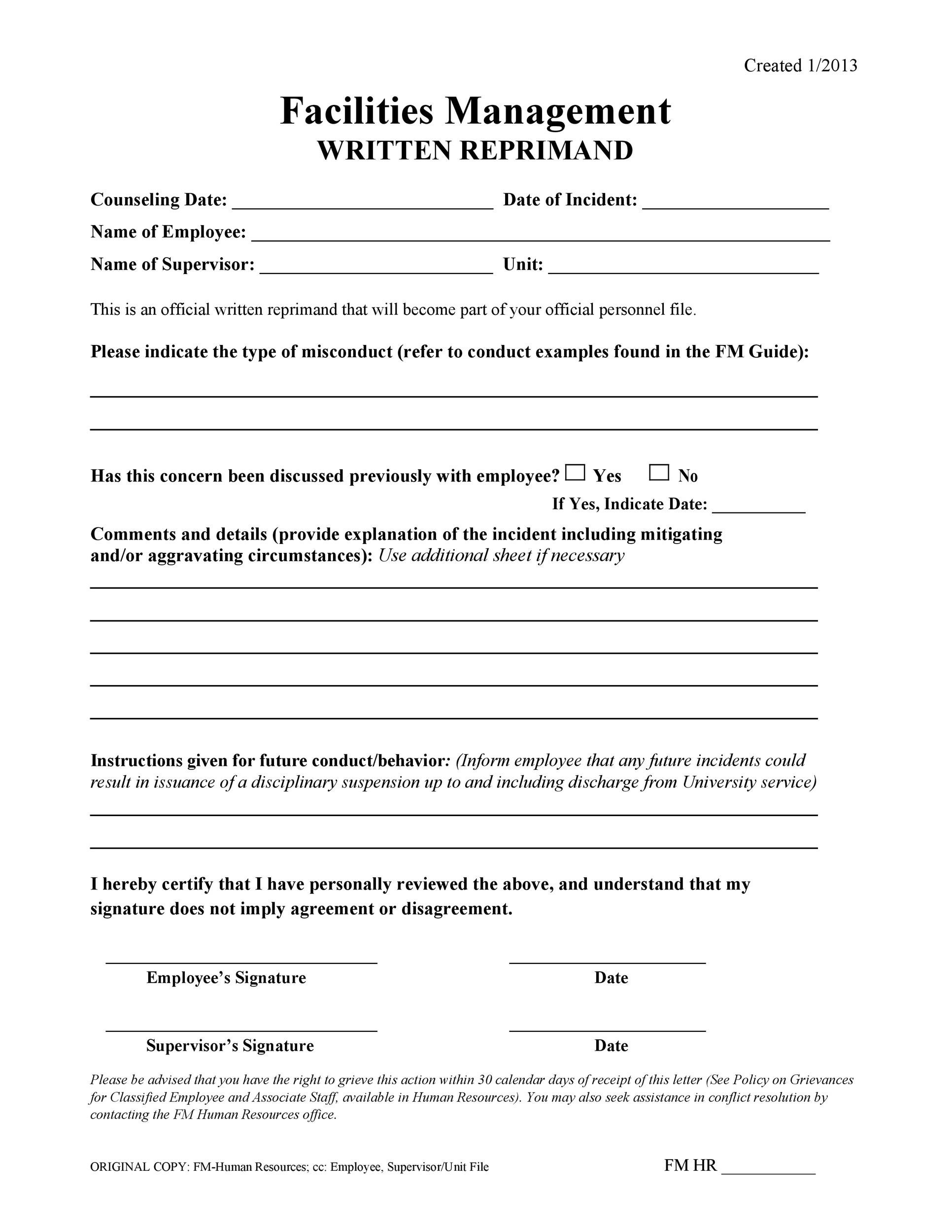 Free letter of reprimand 30
