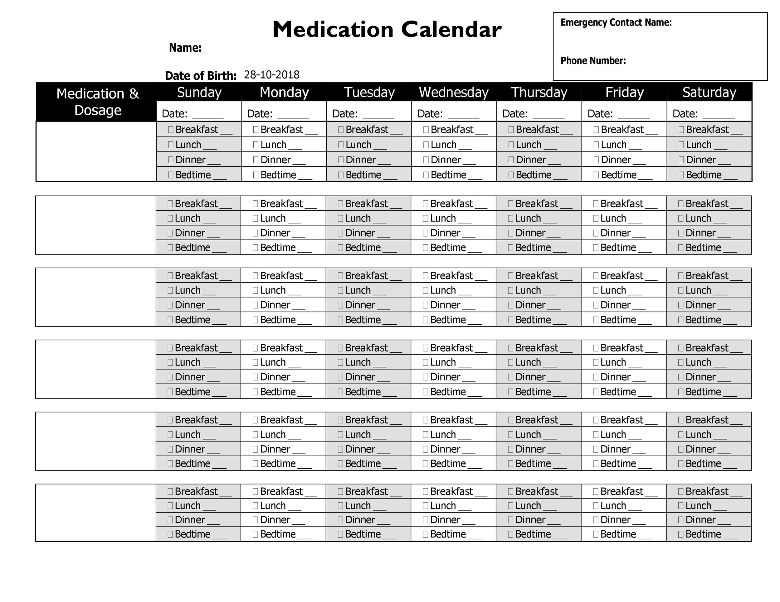 Free medication schedule template 06