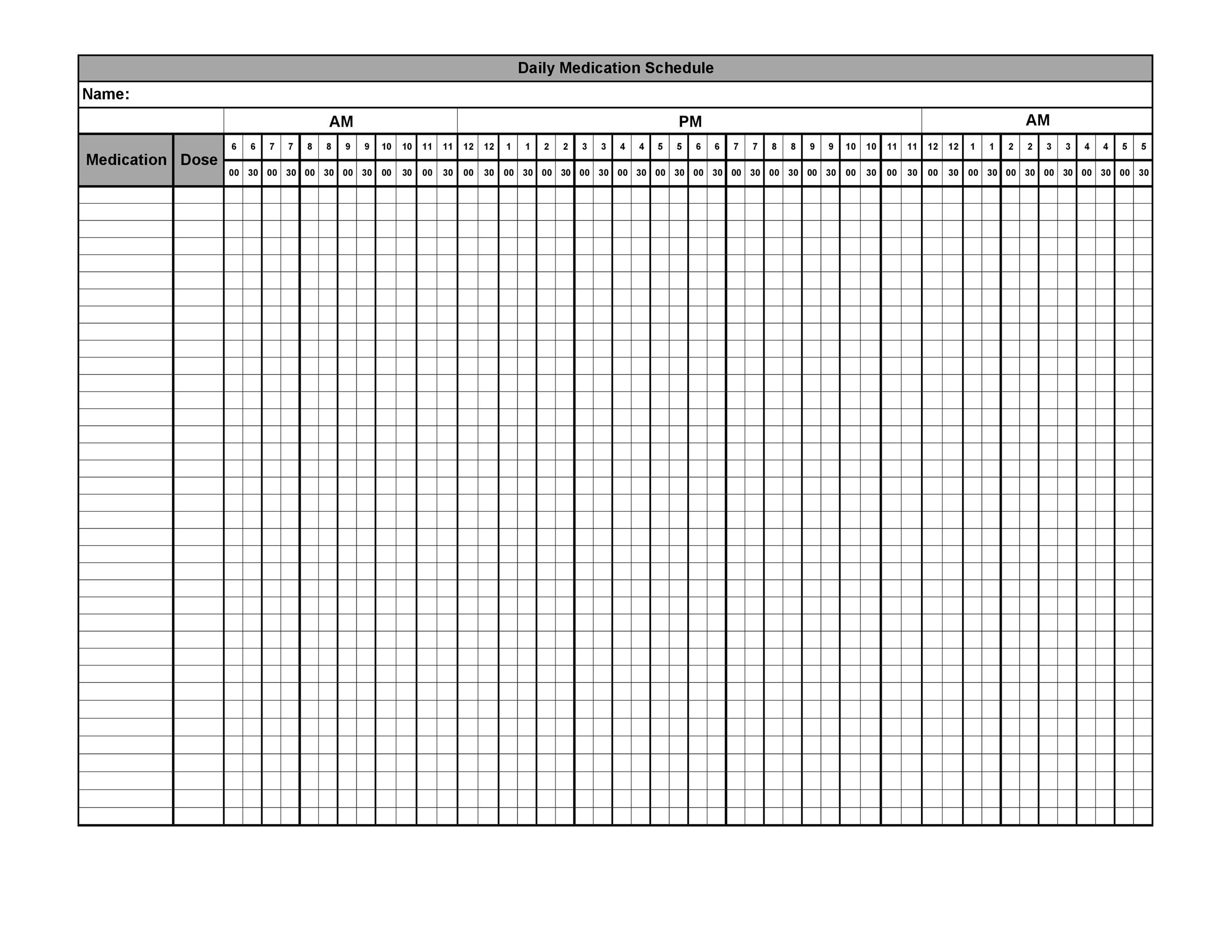 Free medication schedule template 27