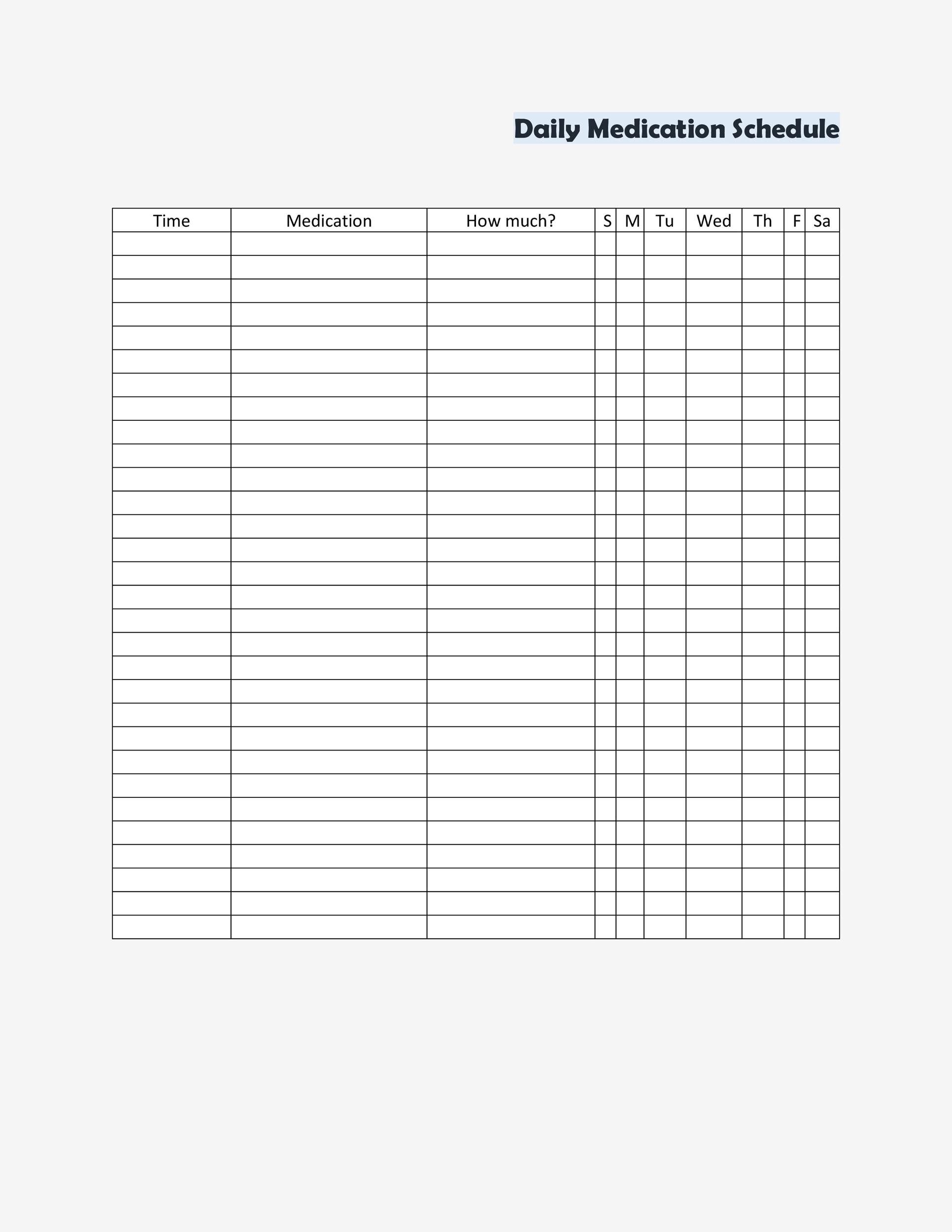Free medication schedule template 37