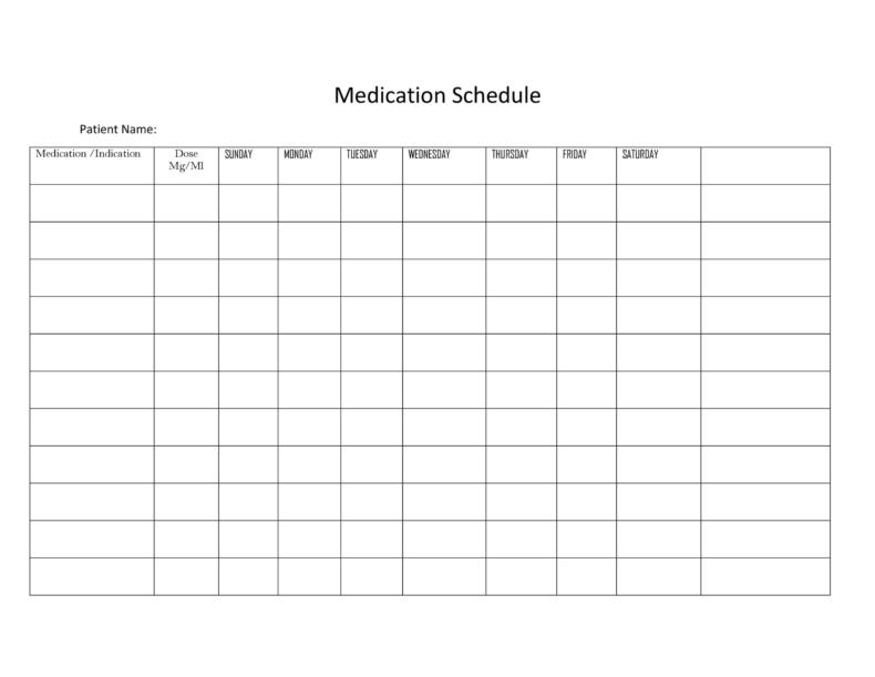 40 Great Medication Schedule Templates Medication Calendars Medication
