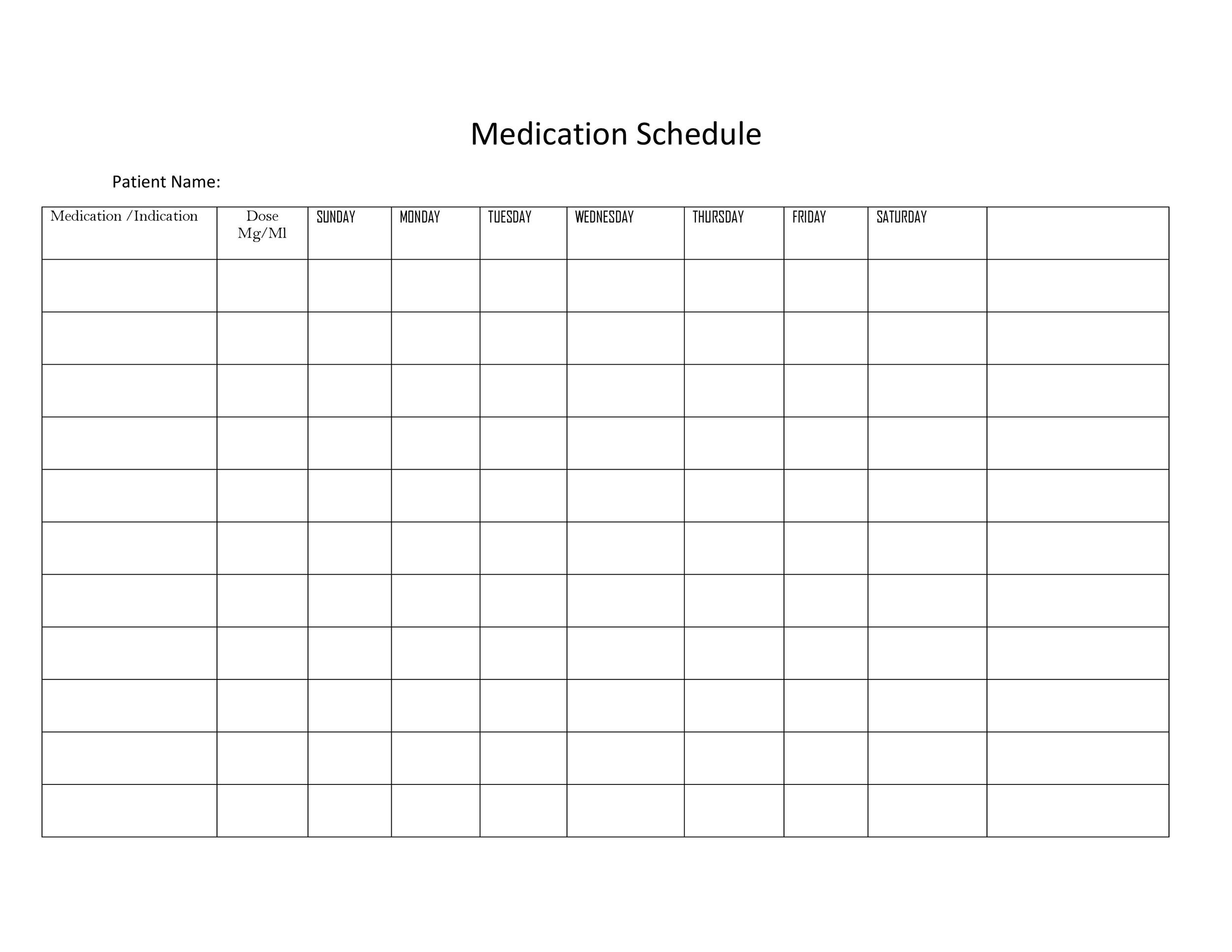40 Great Medication Schedule Templates Medication Calendars 