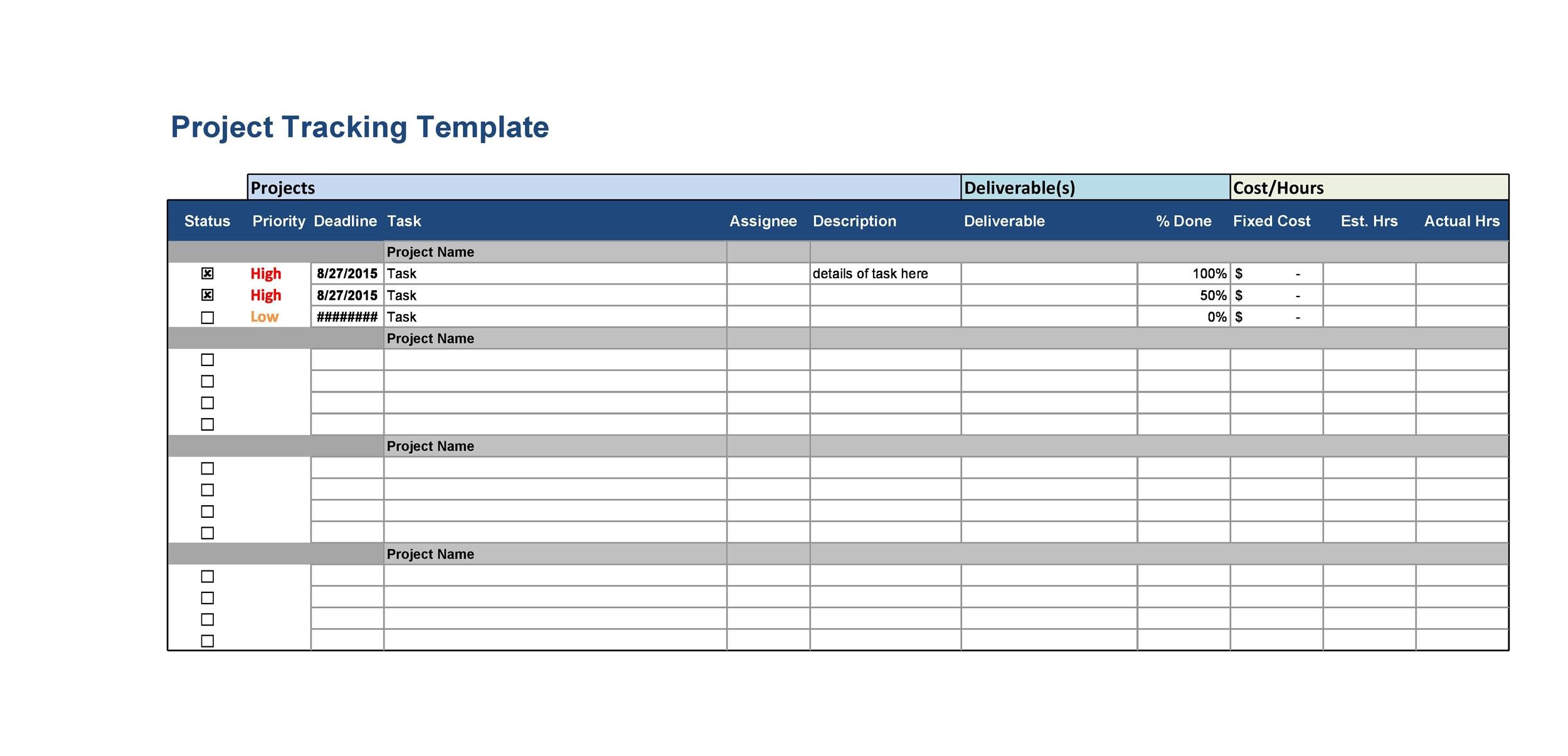 Free multiple project tracking template 15