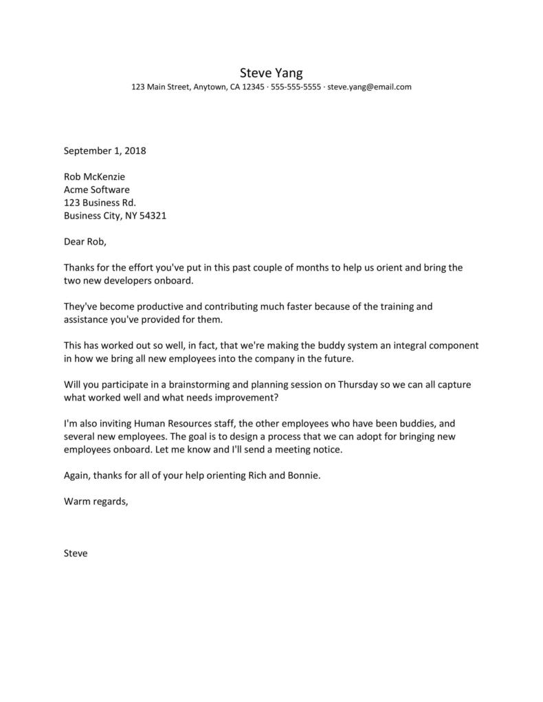 Employee Recognition Letters Templates