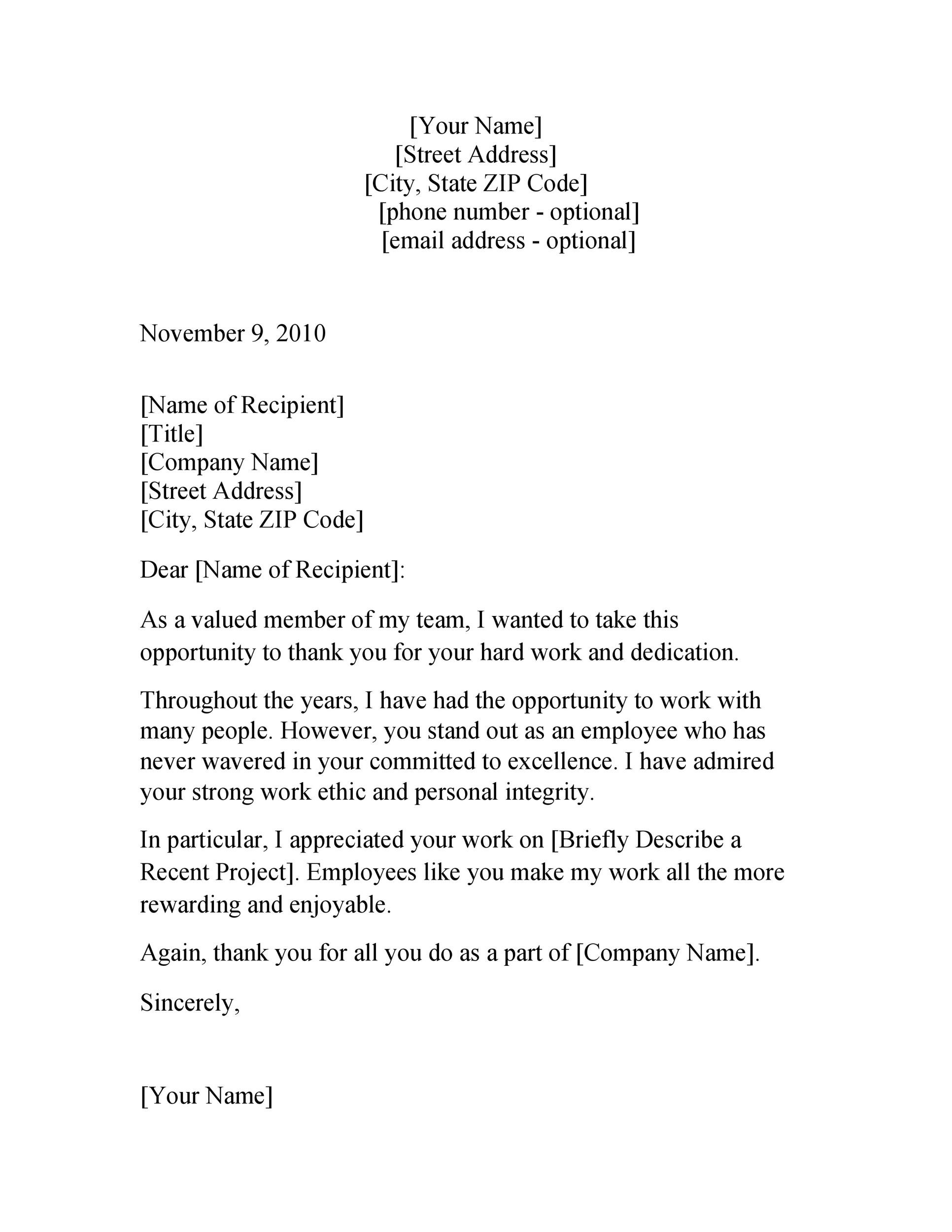 Free recognition letter 31