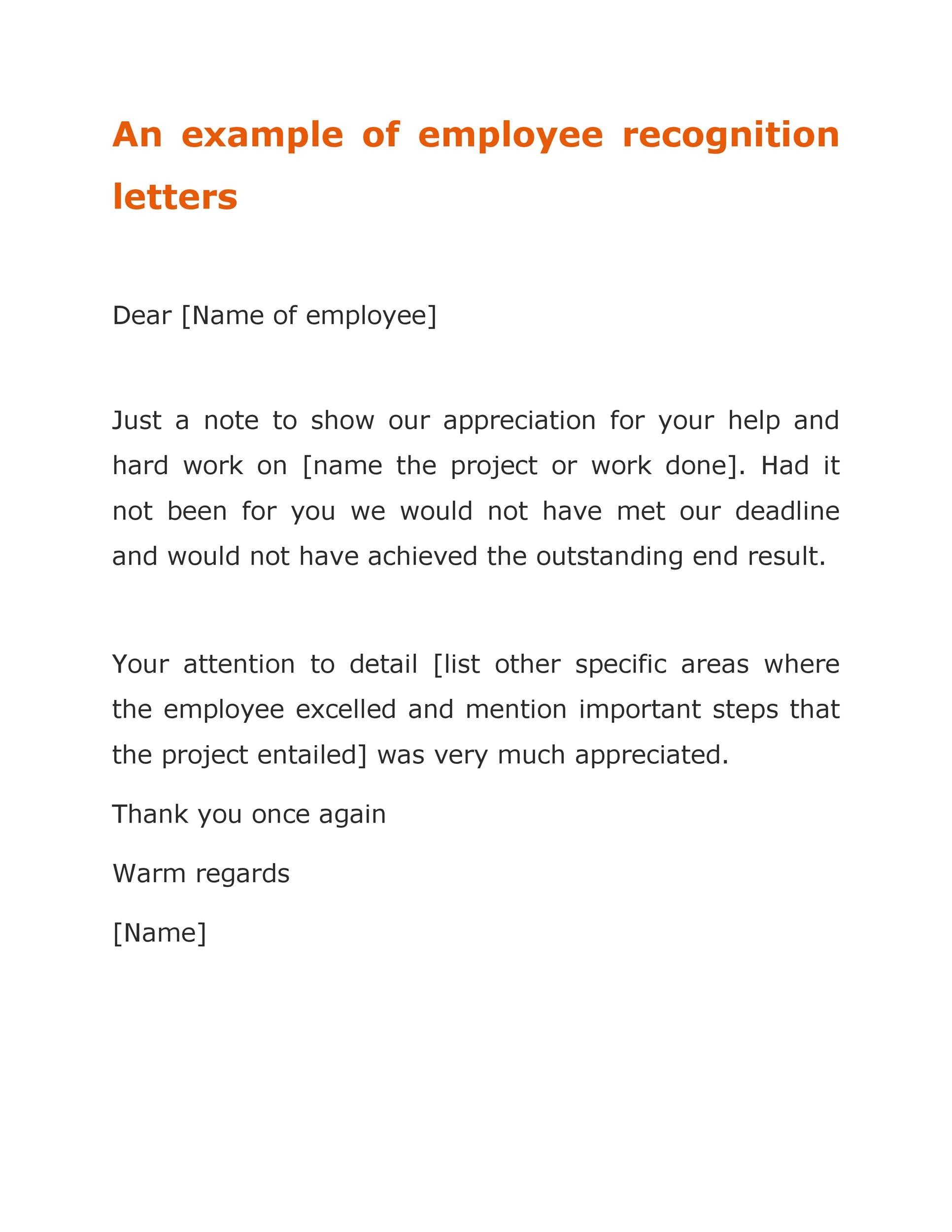 49 Printable Employee Recognition Letters (100 FREE) ᐅ TemplateLab