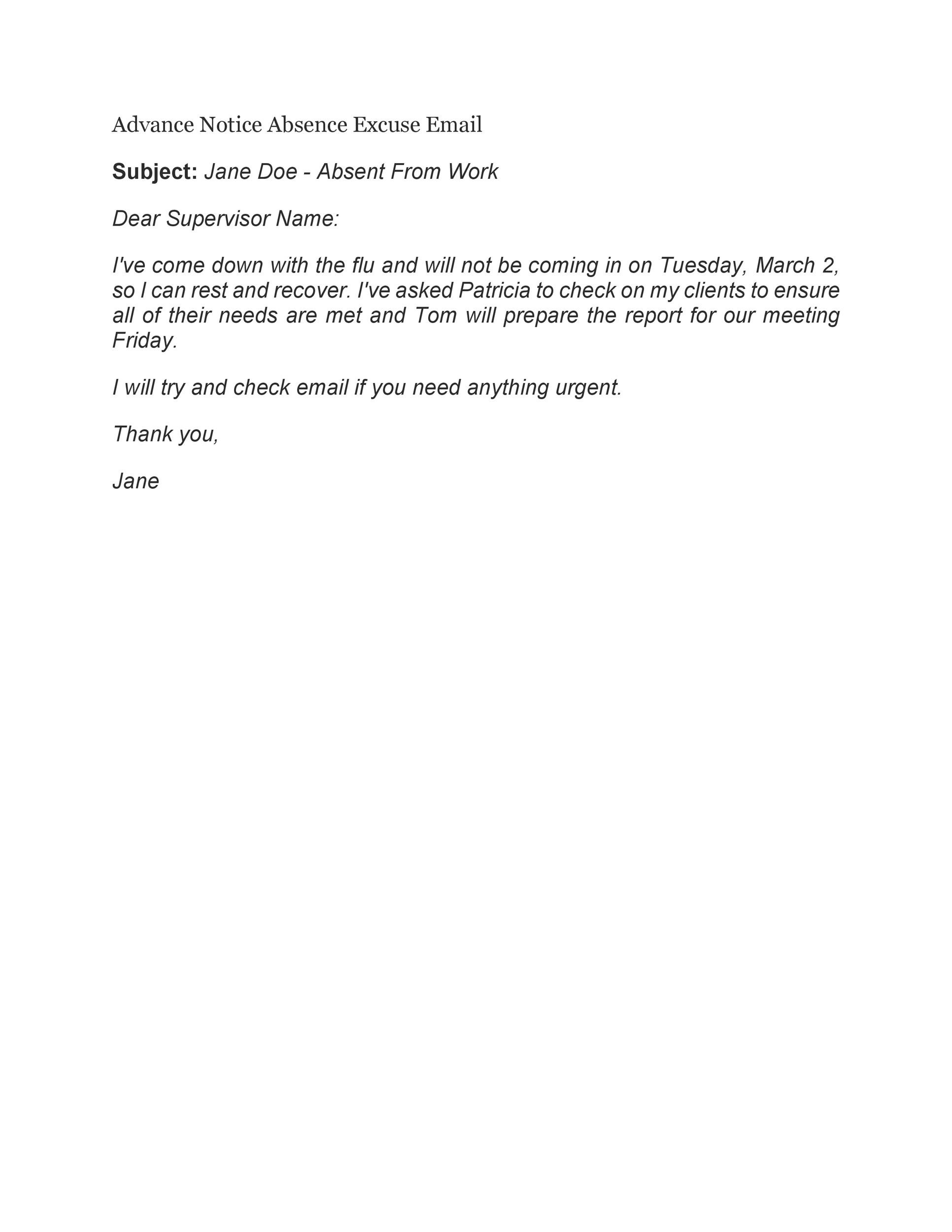 Leave Of Absence Email Template