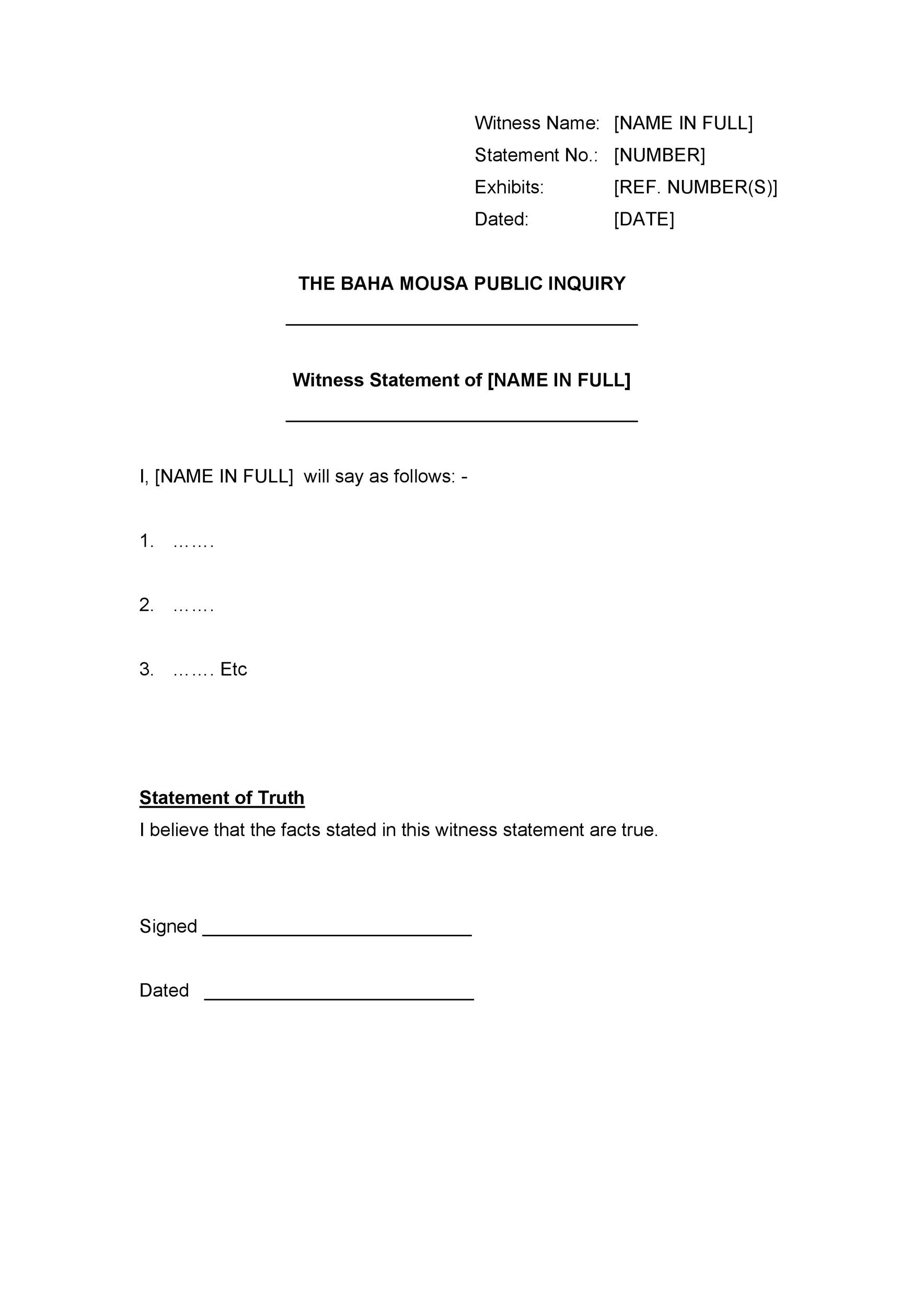 Free witness statement form 06