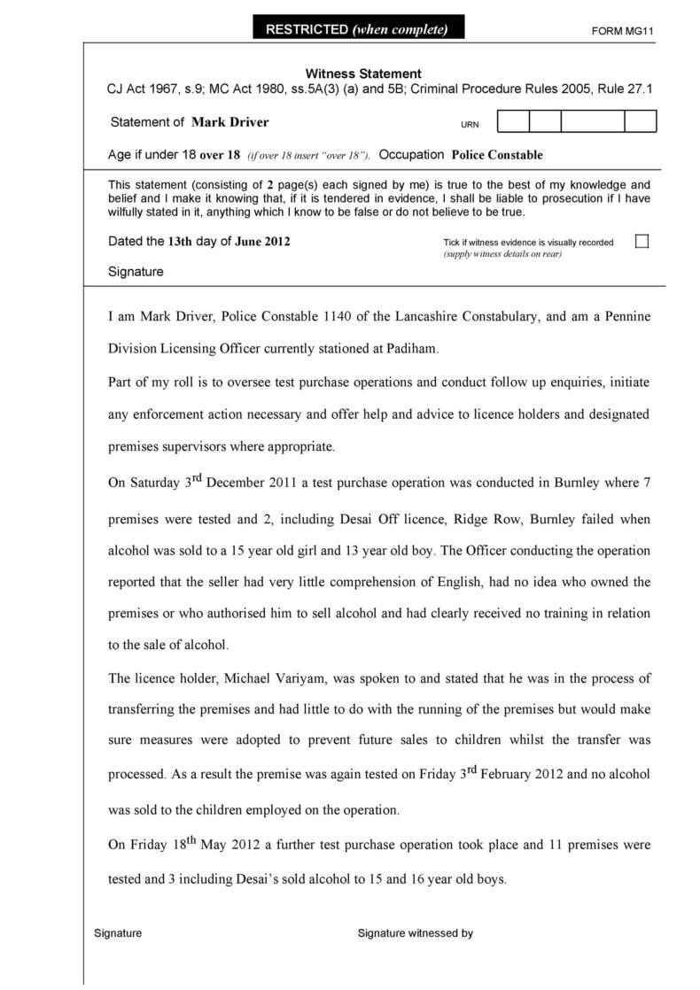 character witness statement template