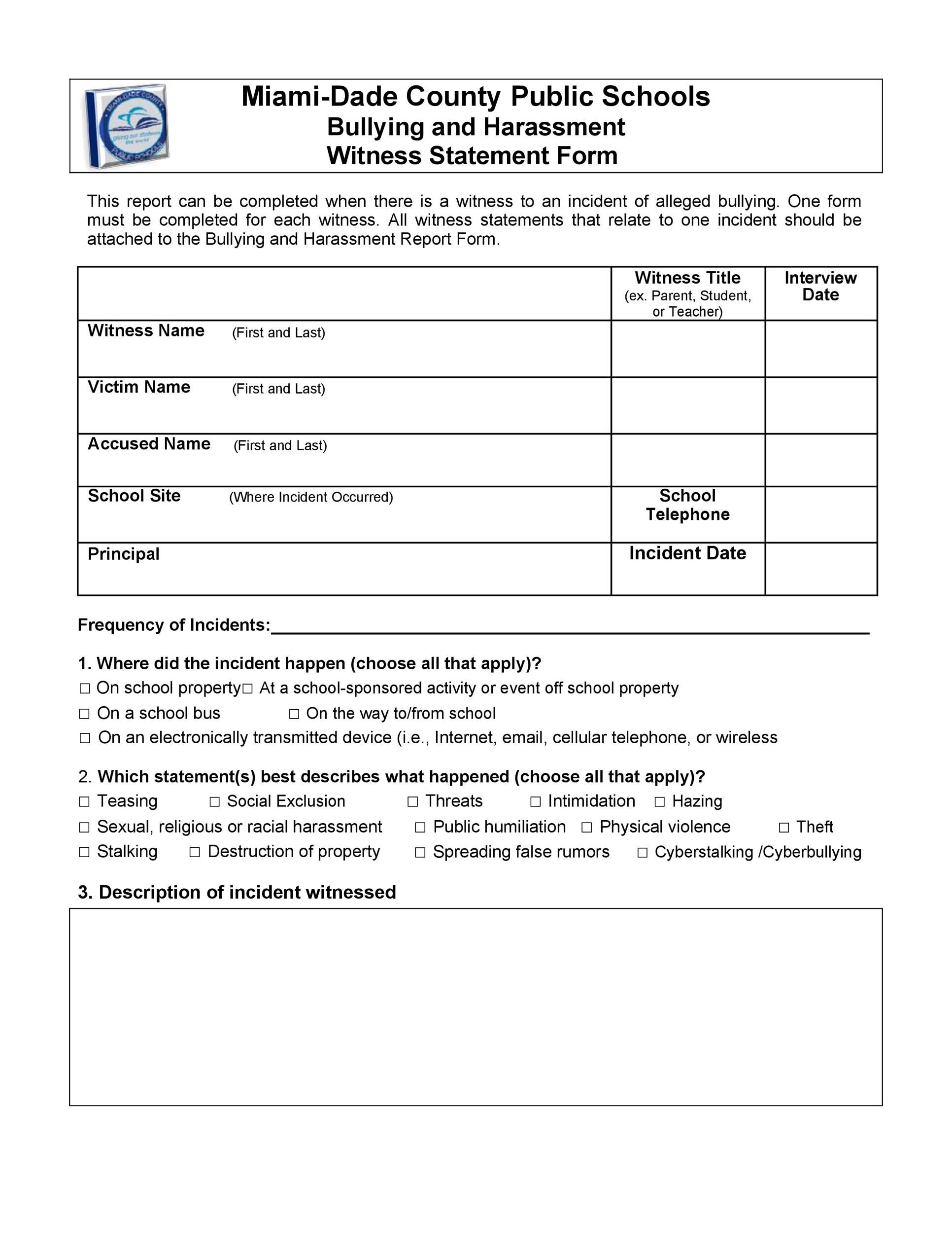 Free witness statement form 09