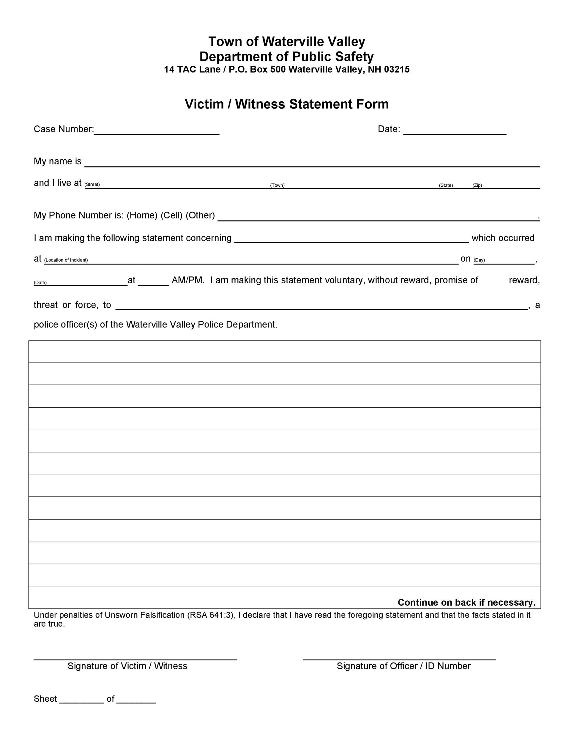 Free witness statement form 10