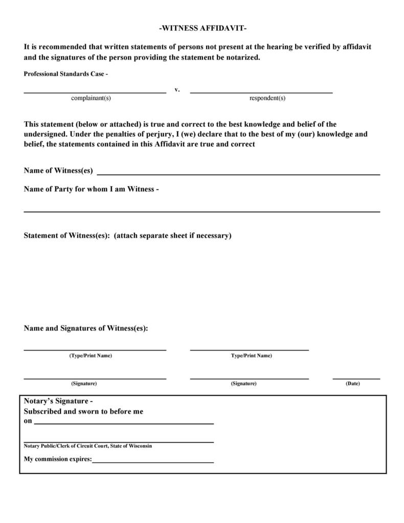 sample witness statement form