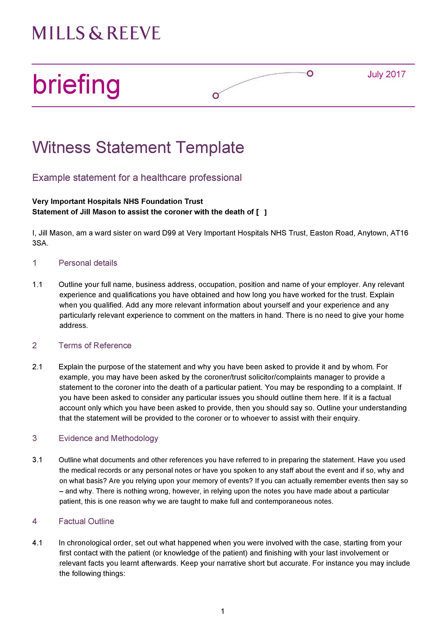 injury witness statement template