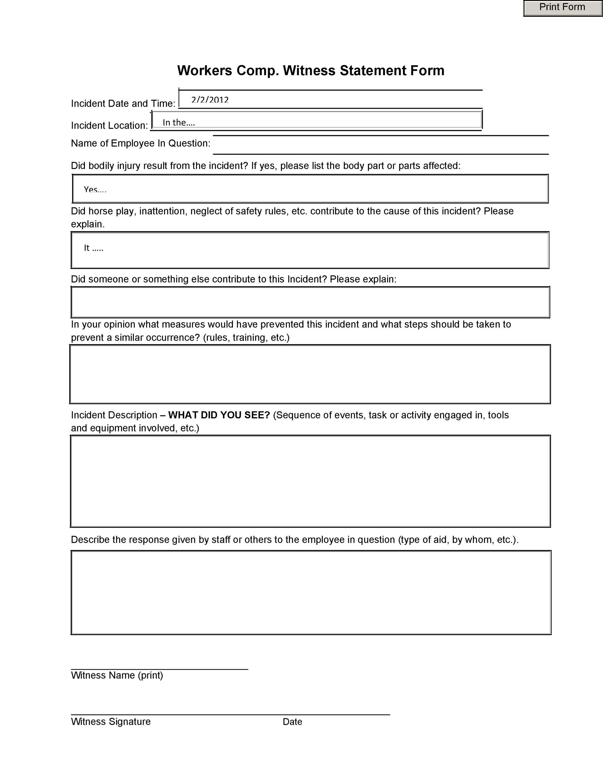 Free Witness Statement Template Word