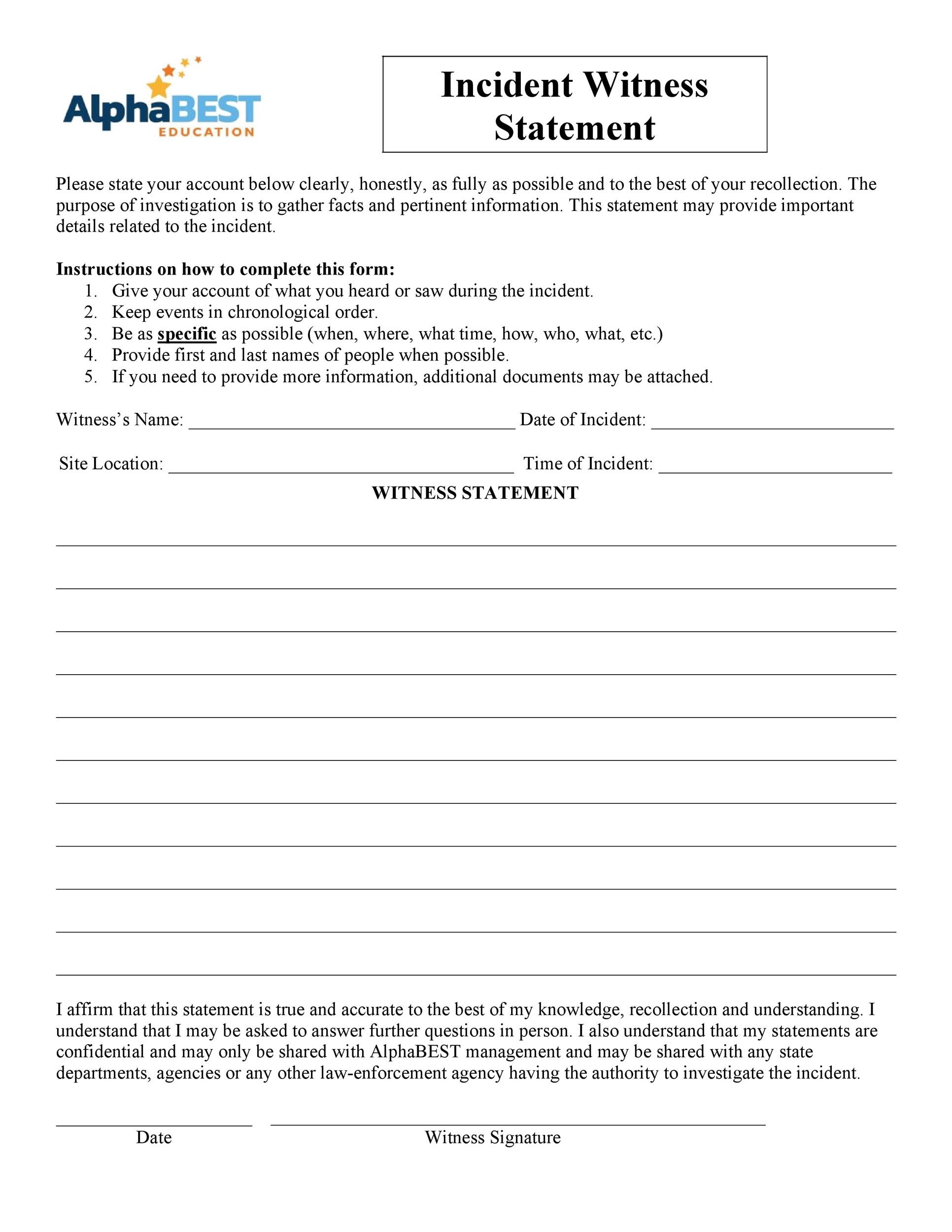 attorney witness statement template