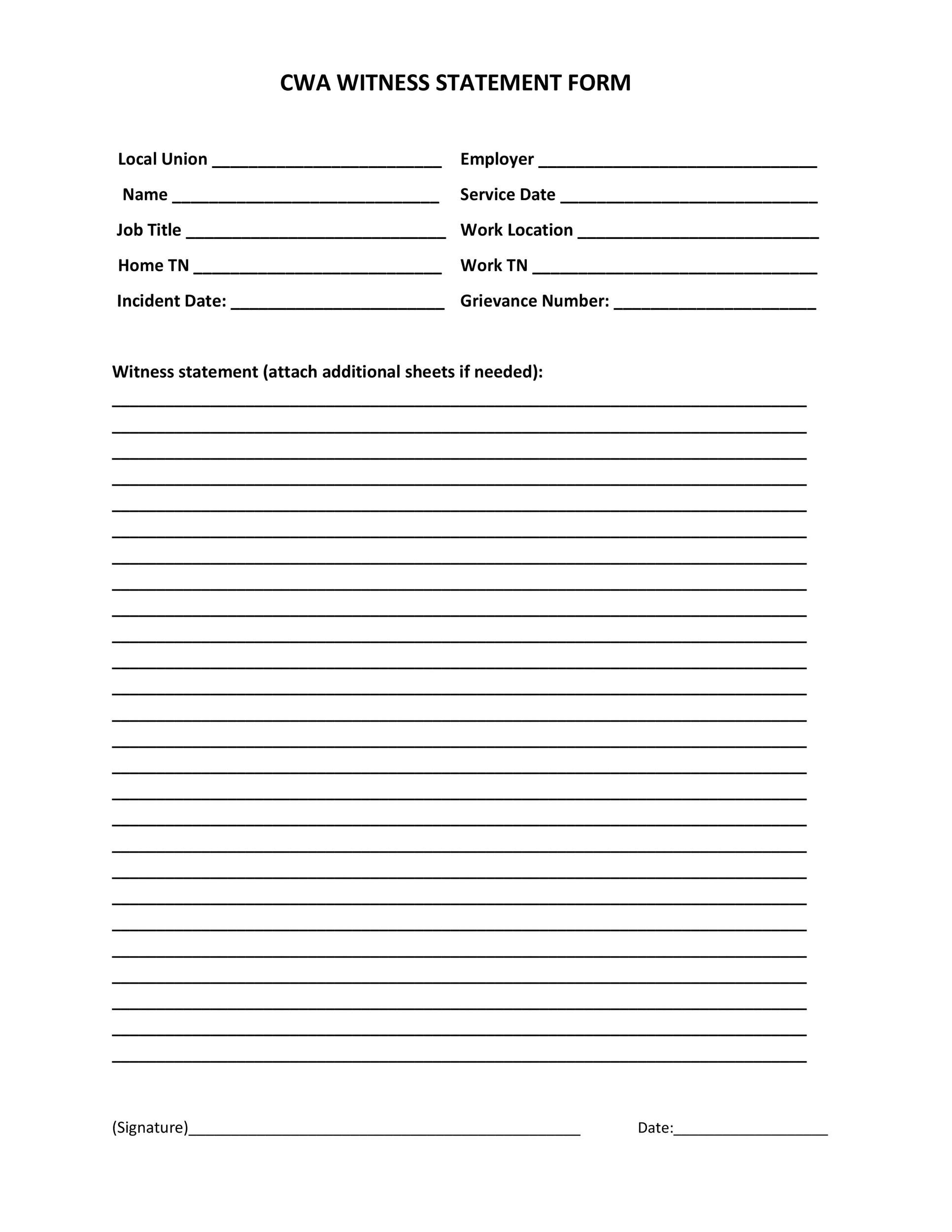50 Professional Witness Statement Forms Templates ᐅ Templatelab