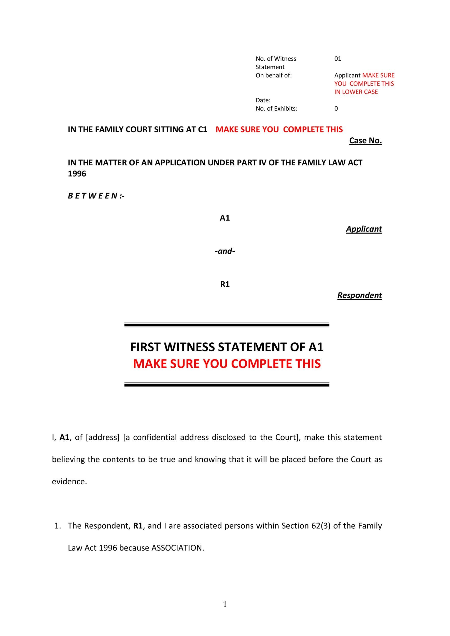 witness statement template