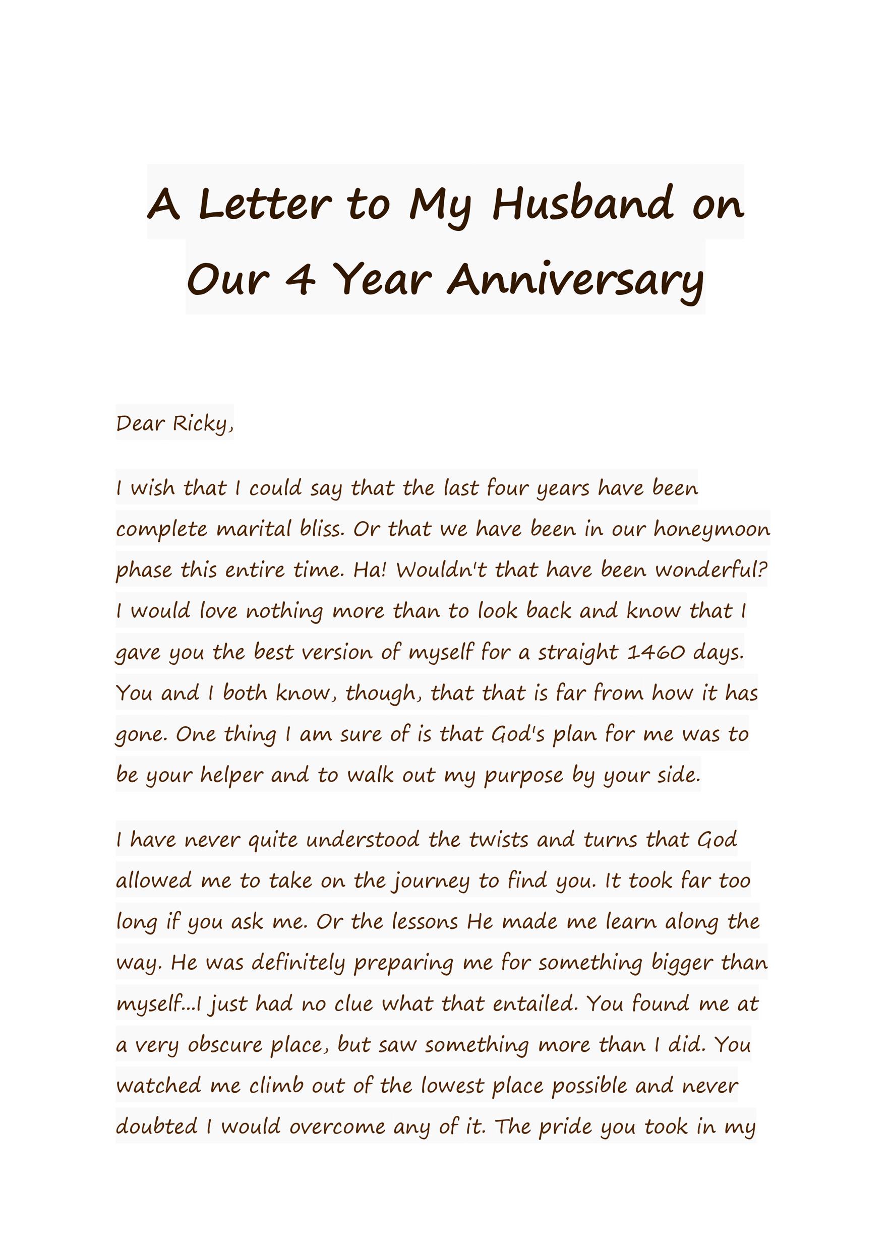 Sweet Anniversary Letter To Husband from templatelab.com