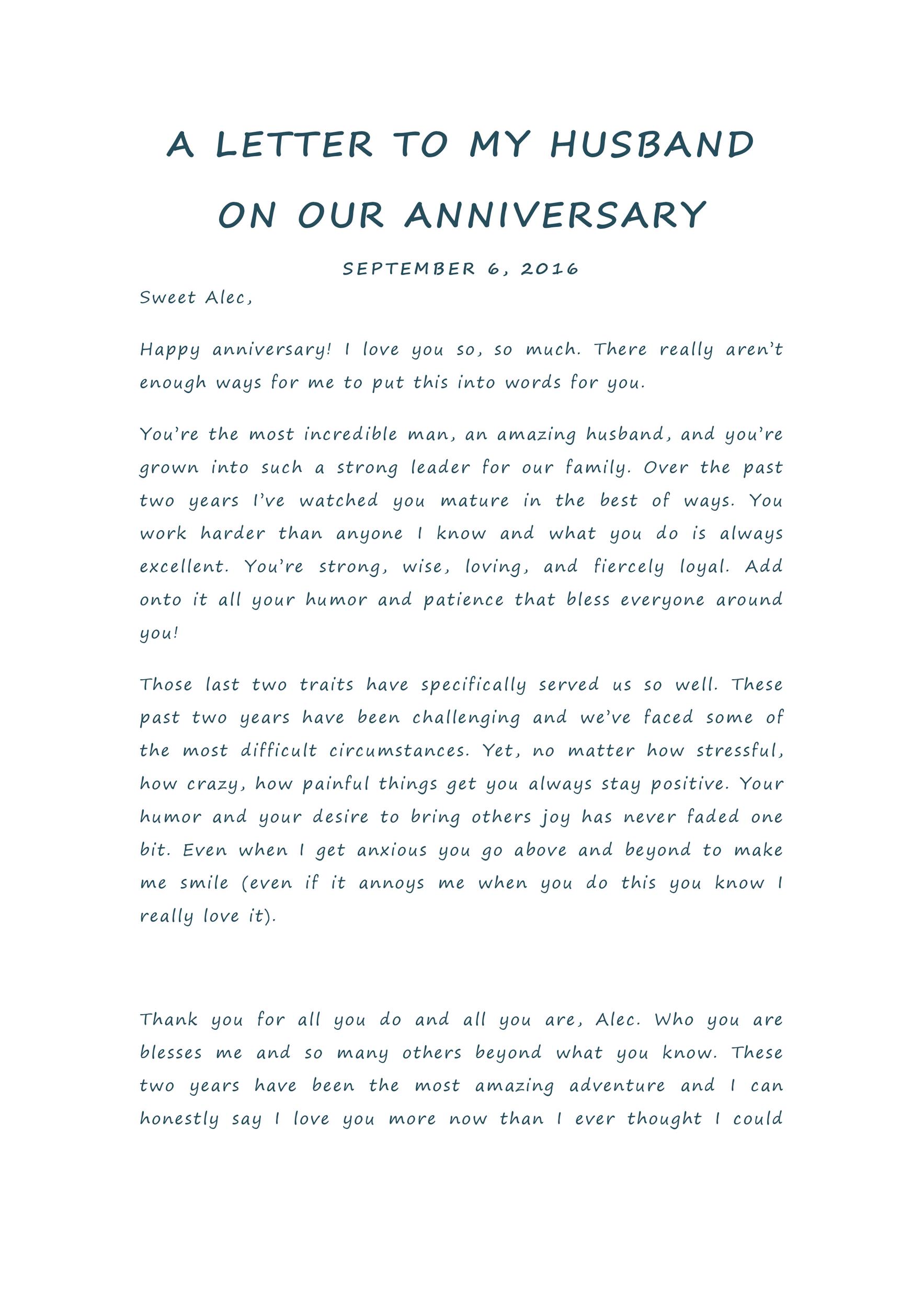 Anniversary Letter To Husband