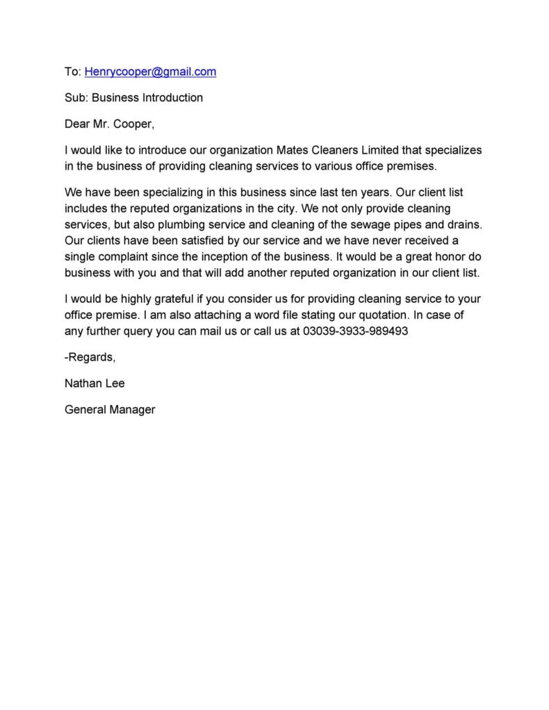 Free Business Introduction Letters Pdf Ms Word Templatelab