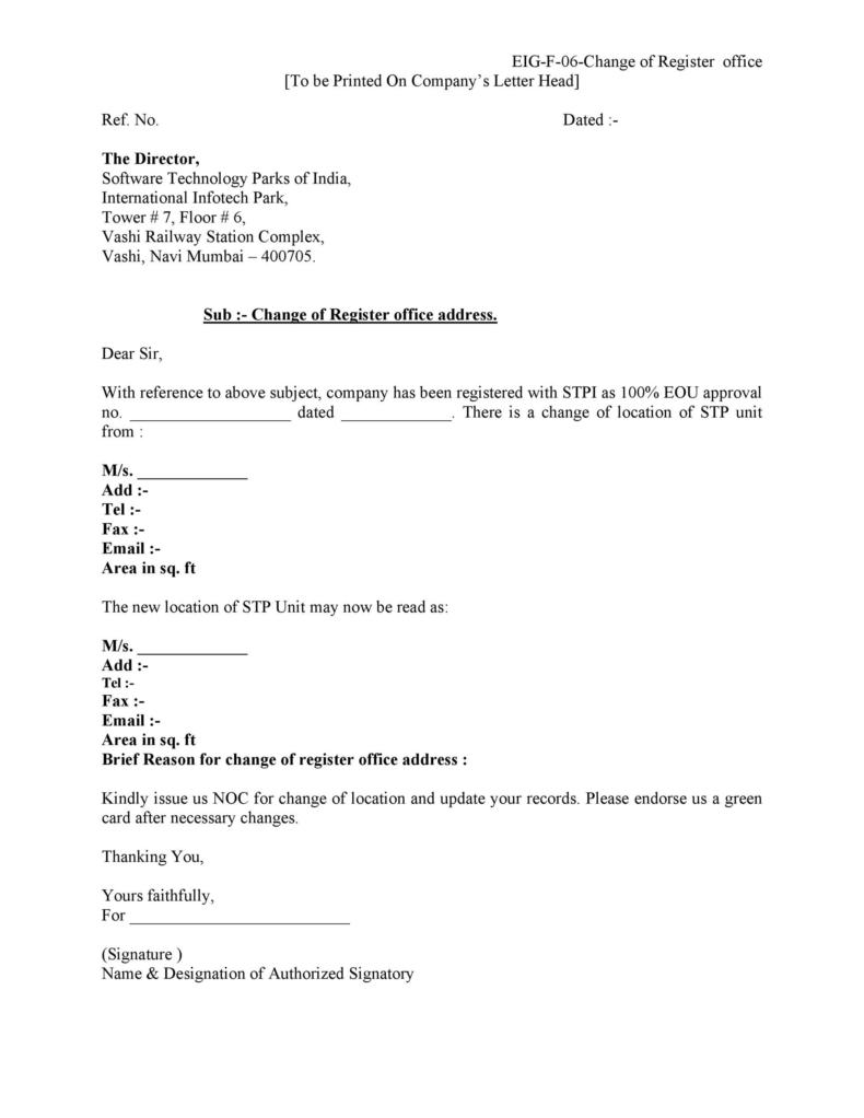 application letter to change address in school