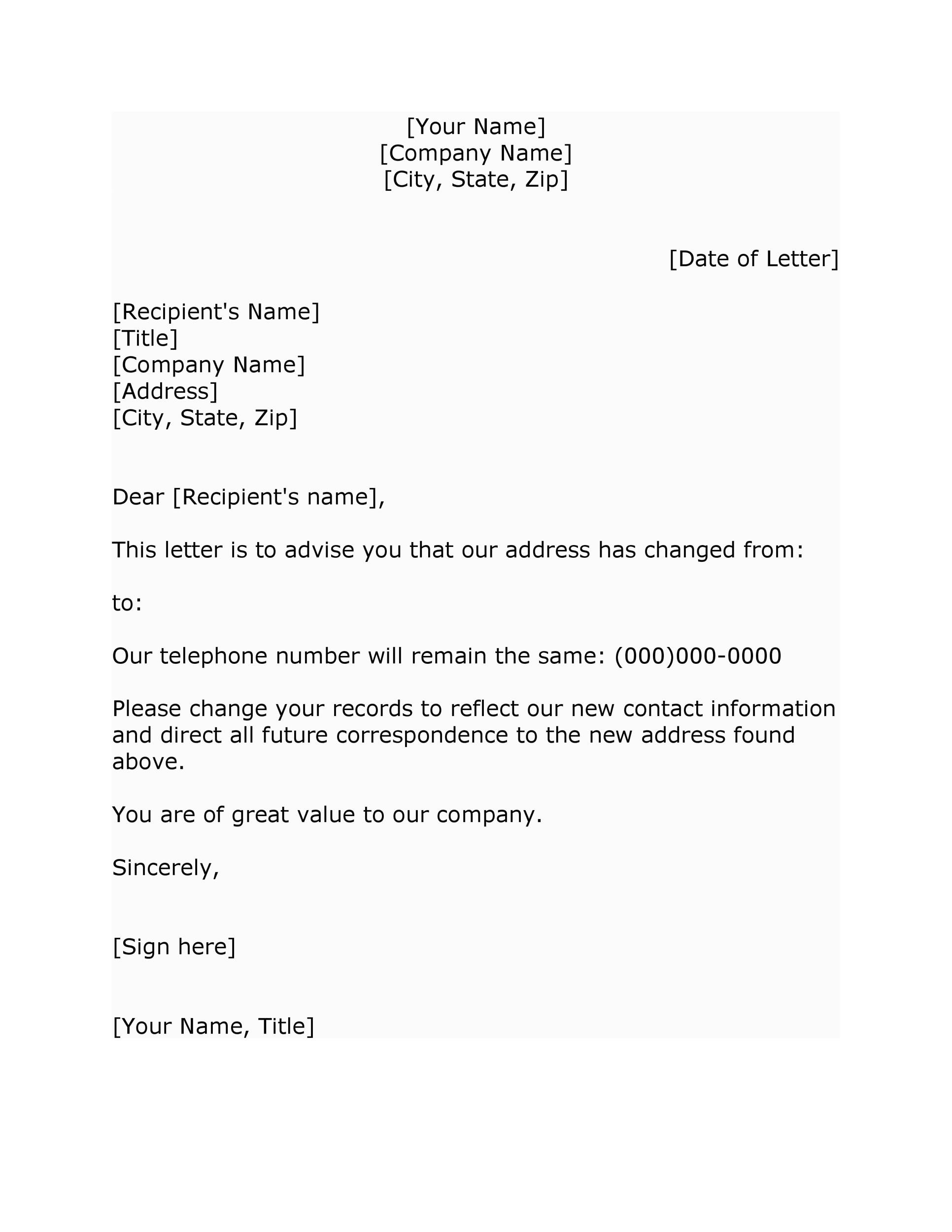 Change Of Address Letter To Clients from templatelab.com