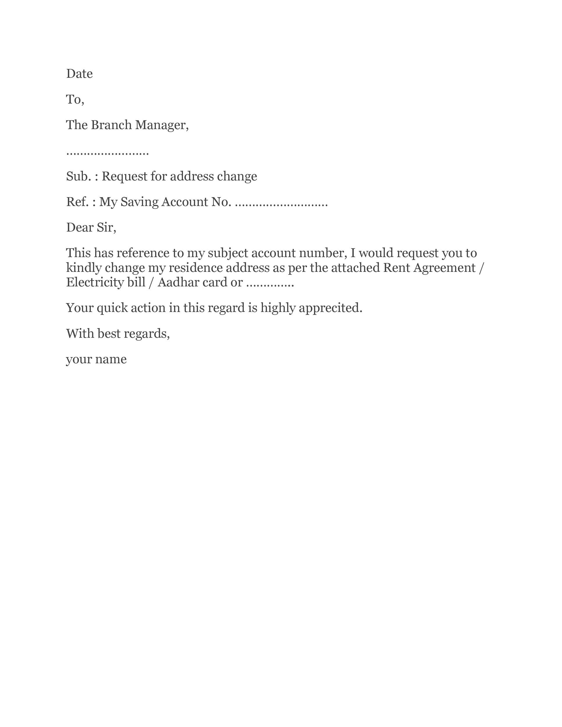 address layout letter With Regard To Business Change Of Address Template