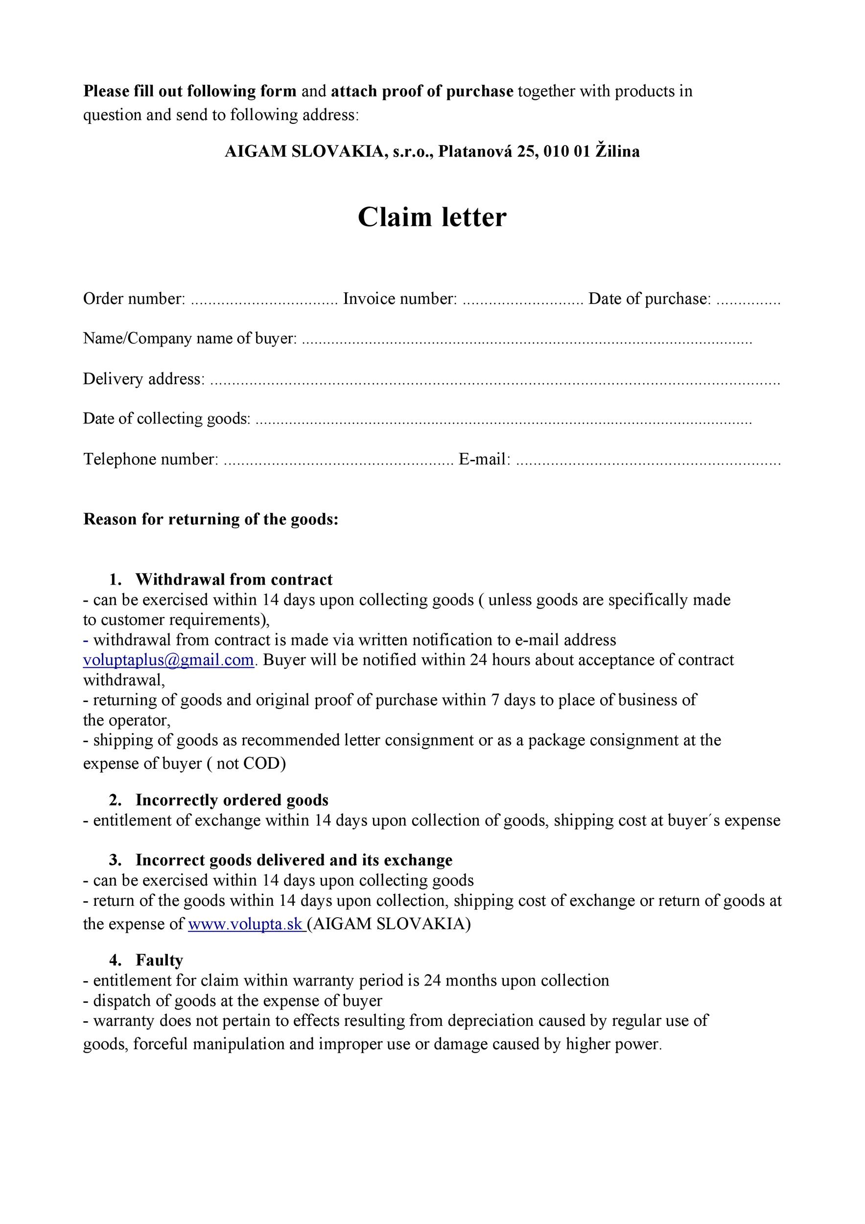 Free claim letter  06