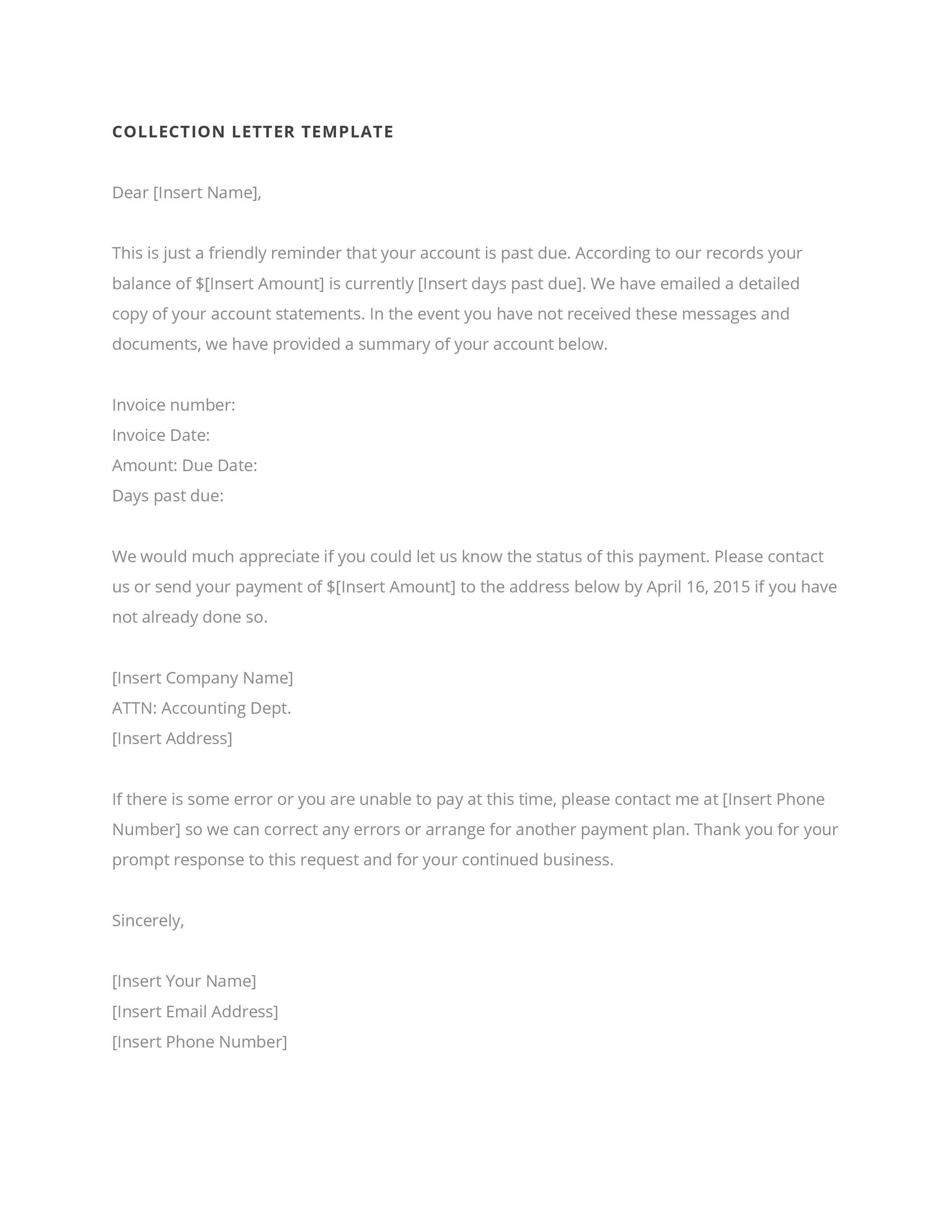Free collection letter template 01