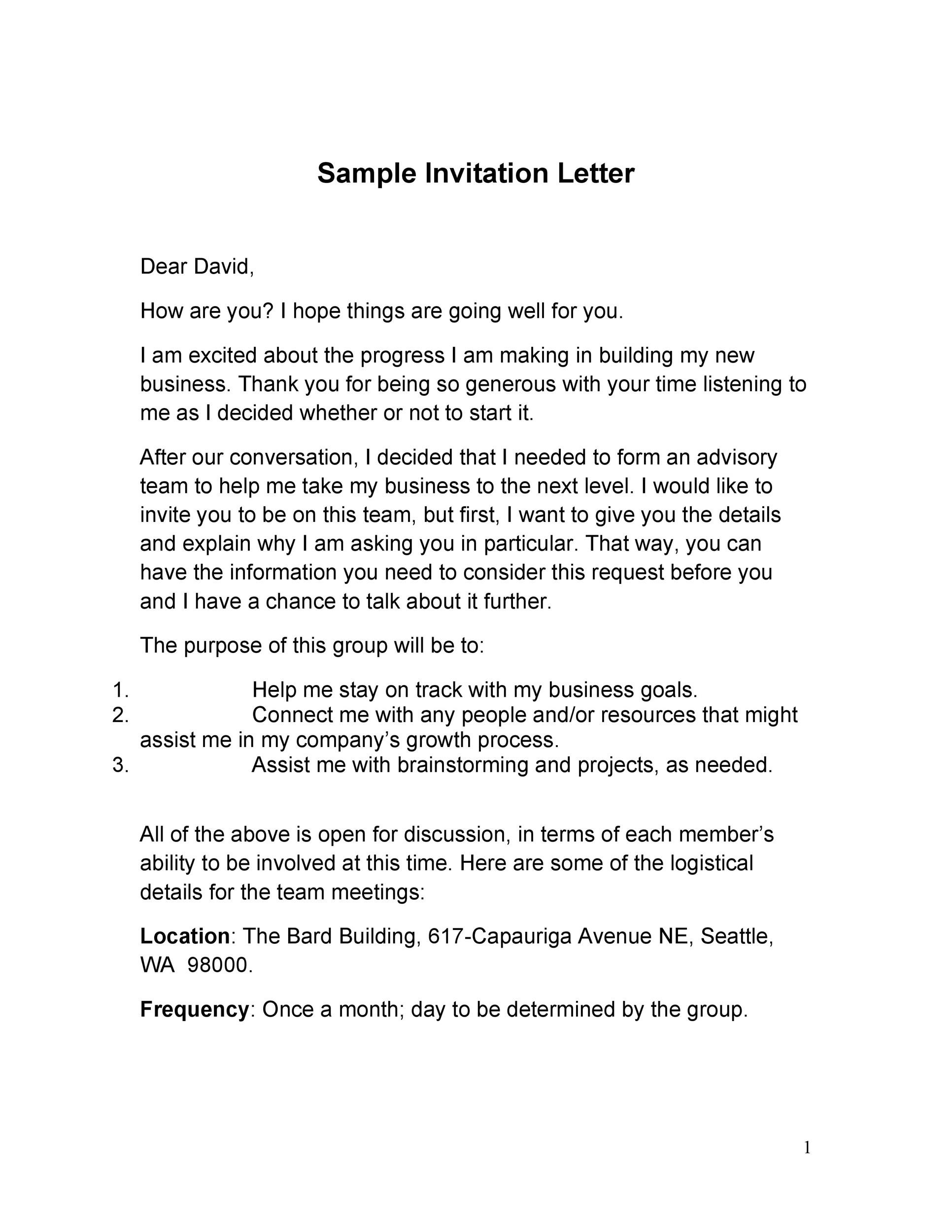 50 Best Invitation Letters (for Visa & General) ᐅ TemplateLab | Tea Band