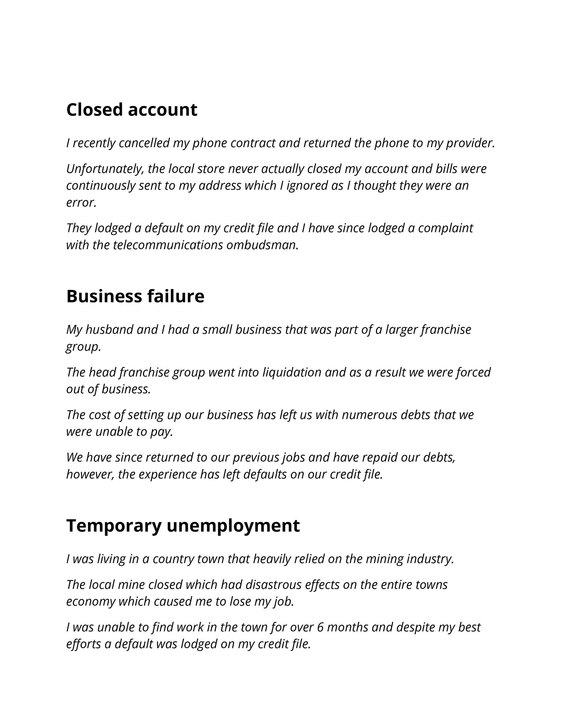 Letter Of Explanation For Derogatory Items On Credit Report from templatelab.com